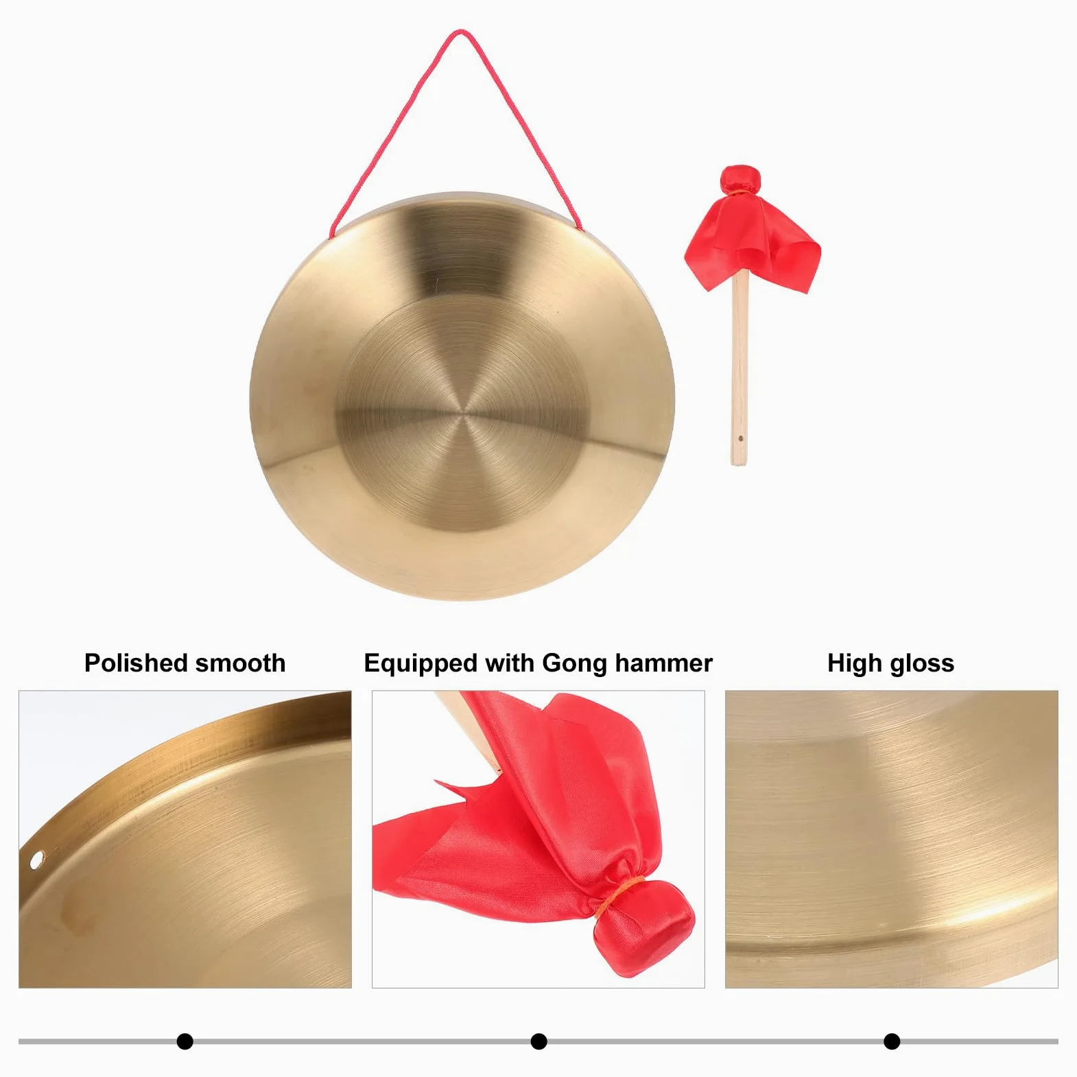 Ciieeo Gong a Mano Strumento Percussione Cinese Tradizionale con Martello in Lega di Rame e Acciaio Stili multipli Set Suono Puro e Impugnatura Confortevole Stili multipli per Ragazzo Ragazza