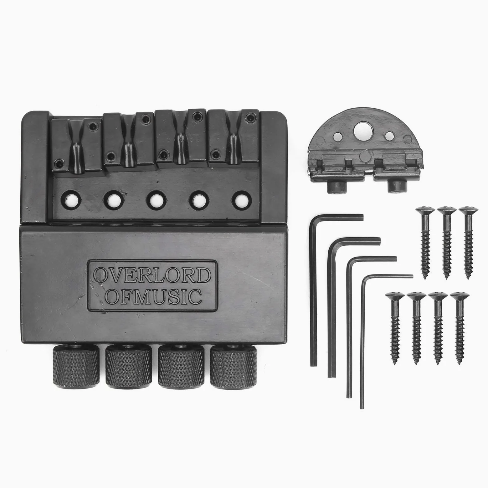 POENVFPO Kit Ponte e Cordiera in Lega di Zinco a 4 Corde per Basso Elettrico Senza Testa, Hardware di Installazione Completo, Accessorio Musicale Professionale