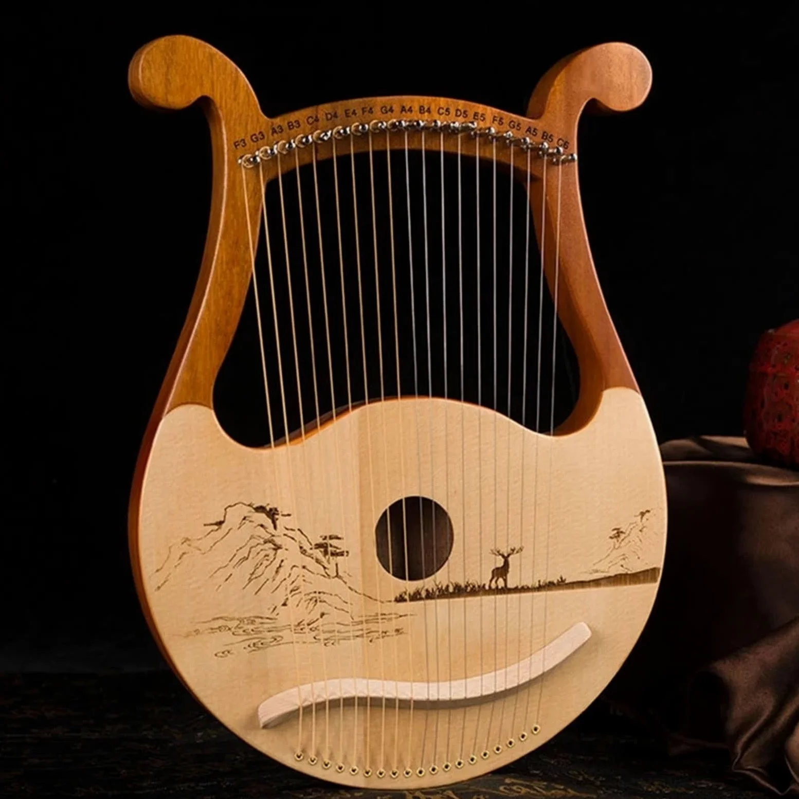 Arpa a Lira Arpa a Lira Strumento Musicale in Legno Arpa a Lira con Corda for Chiave di accordatura(Rose)