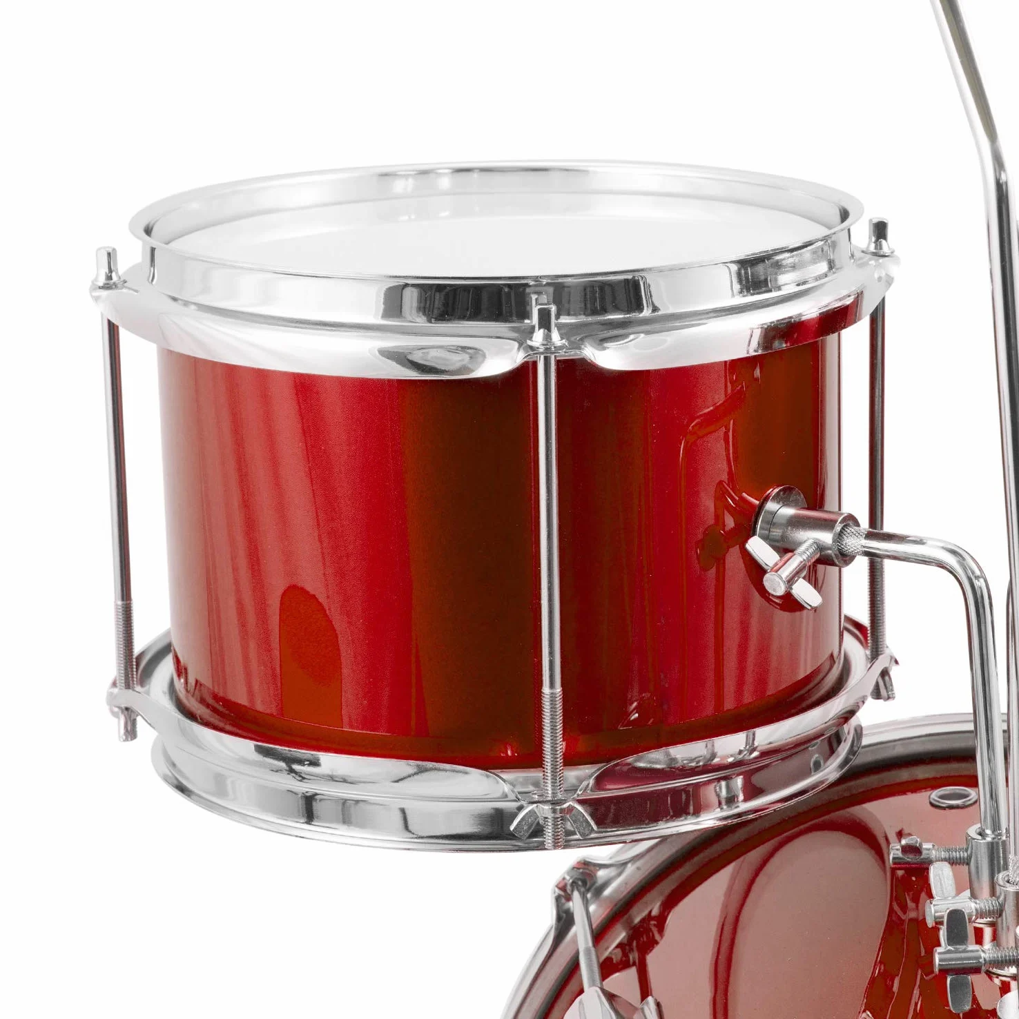 TIGER JDS7-RD Batteria per ragazzi 3 pezzi con rullante, tom, basso, pedale, piatti, bacchette e sgabello - colore rosso | con Rullante, Tom, Grancassa, Pedale Grancassa, Piatto, Trono e Bastoni, JDS7-RD