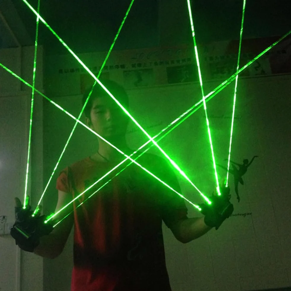 Guanti Lampeggianti a LED, Guanti Luminosi Con Fascio Singolo, Accessori Per Spettacoli Teatrali, Con 4 Lampade, Ricaricabili Per Feste, Discoteca, Club, Spettacoli Di Danza, Night Club, Ballo Di Stra