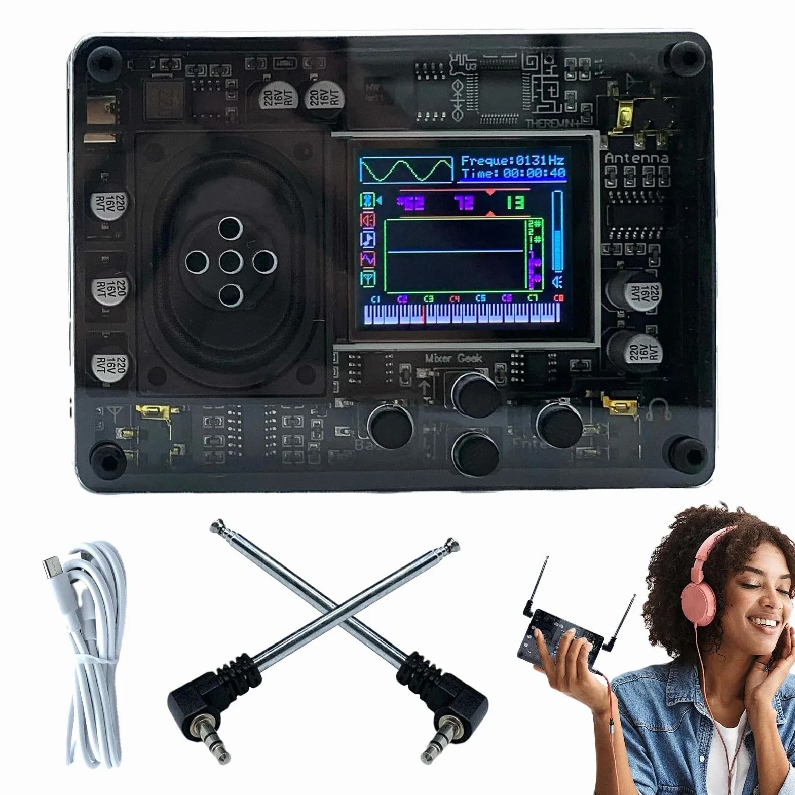 Strani strumenti per adulti, strumento musicale teremina - Strumento | musicale a tastiera teremina con schermo OLED,Strumento a tastiera elettronica, schermo OLED, voce regolabile