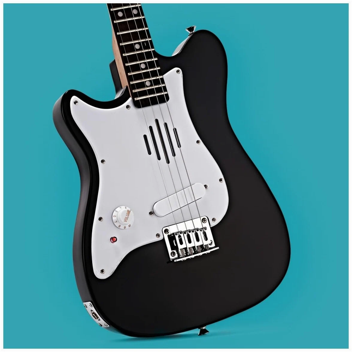 VISIONSTRING Mini Chitarra Elettrica Mancina 1/2 con Altoparlante, Nero | Chitarra Bambini 1/2 con Altoparlante Integrato, Borsa Tracolla Accordatore e Plettri, Mancina, Nero