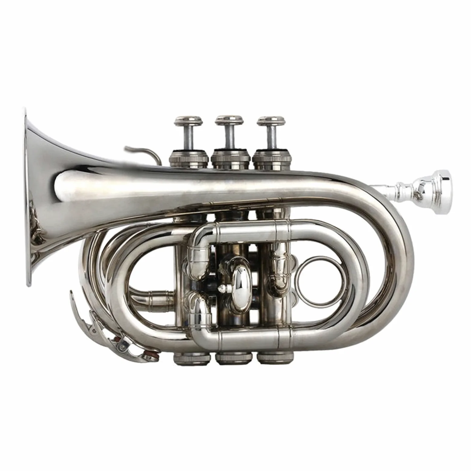 Principianti Mini Pocket Trumpet Tromba Tascabile In Si Bemolle Argentata Sib Cornetta A Fiato In Ottone Nichelato Misura Palmo Argentato Tromba tascabile