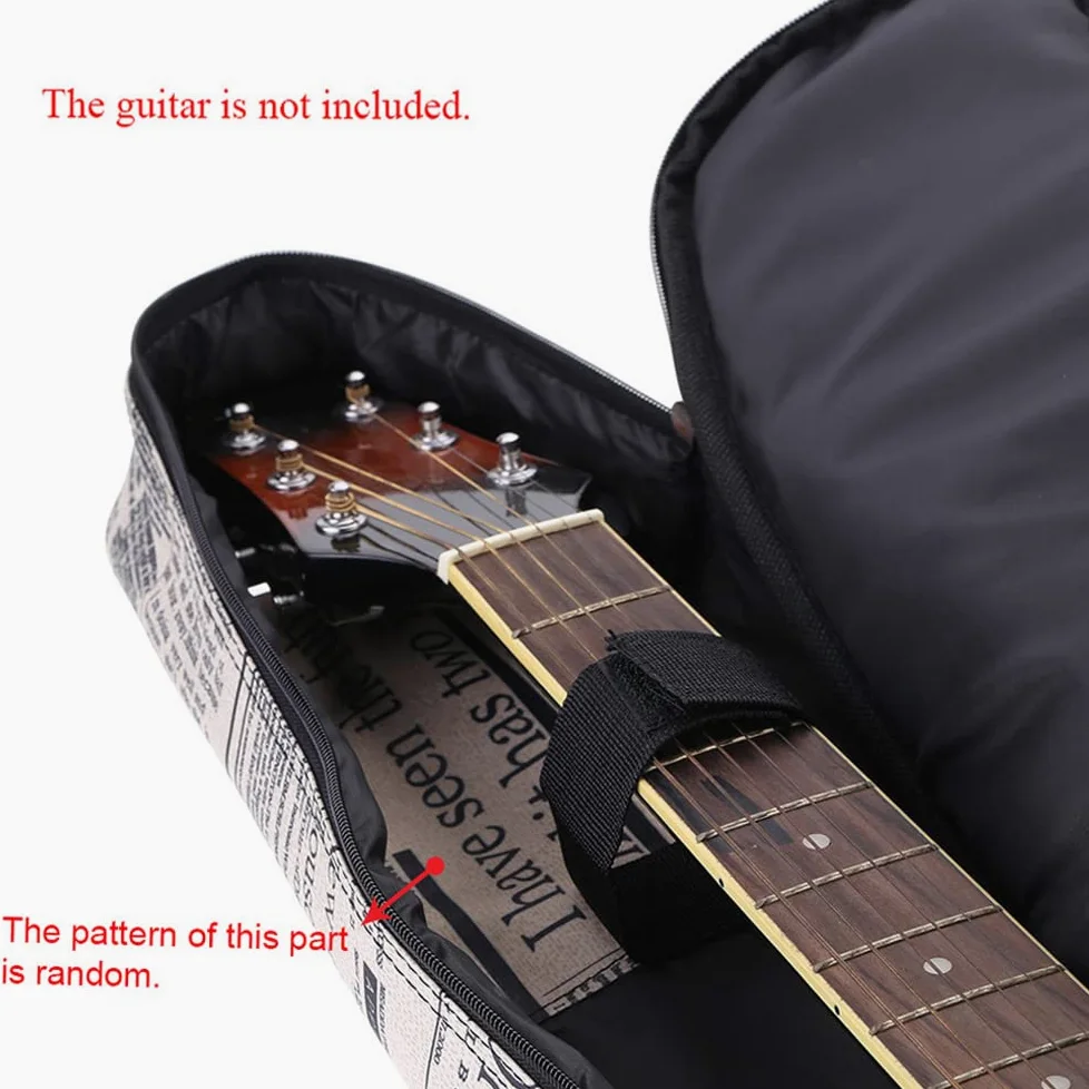 600D Impermeabile Oxford Cloth Giornale Art-Doppia Cucita, Tracolla imbottita Gig Bag per chitarra classica folk da 40 pollici, argento, 41 in