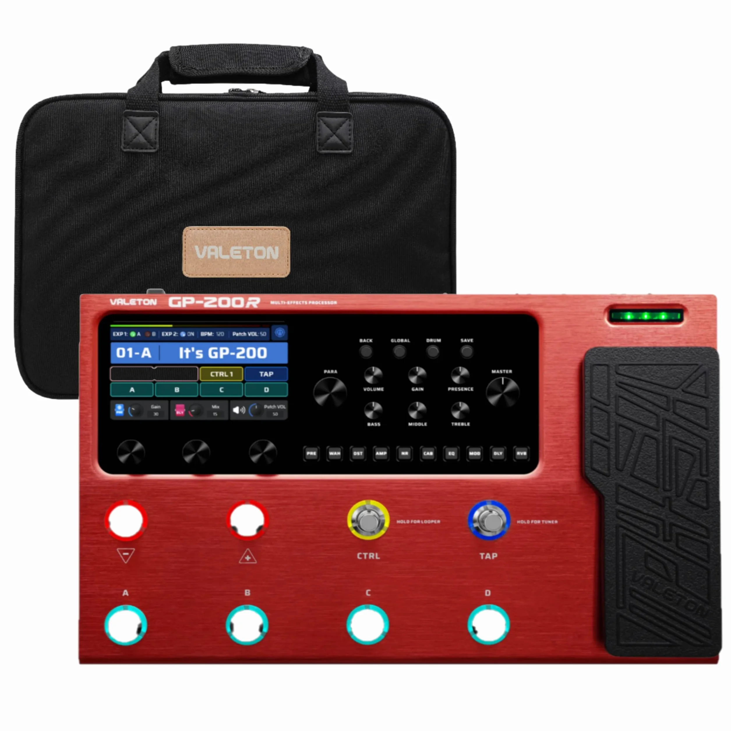 VALETON GP200R Multi Effects Rosso + Gig Bag Nero Bundle