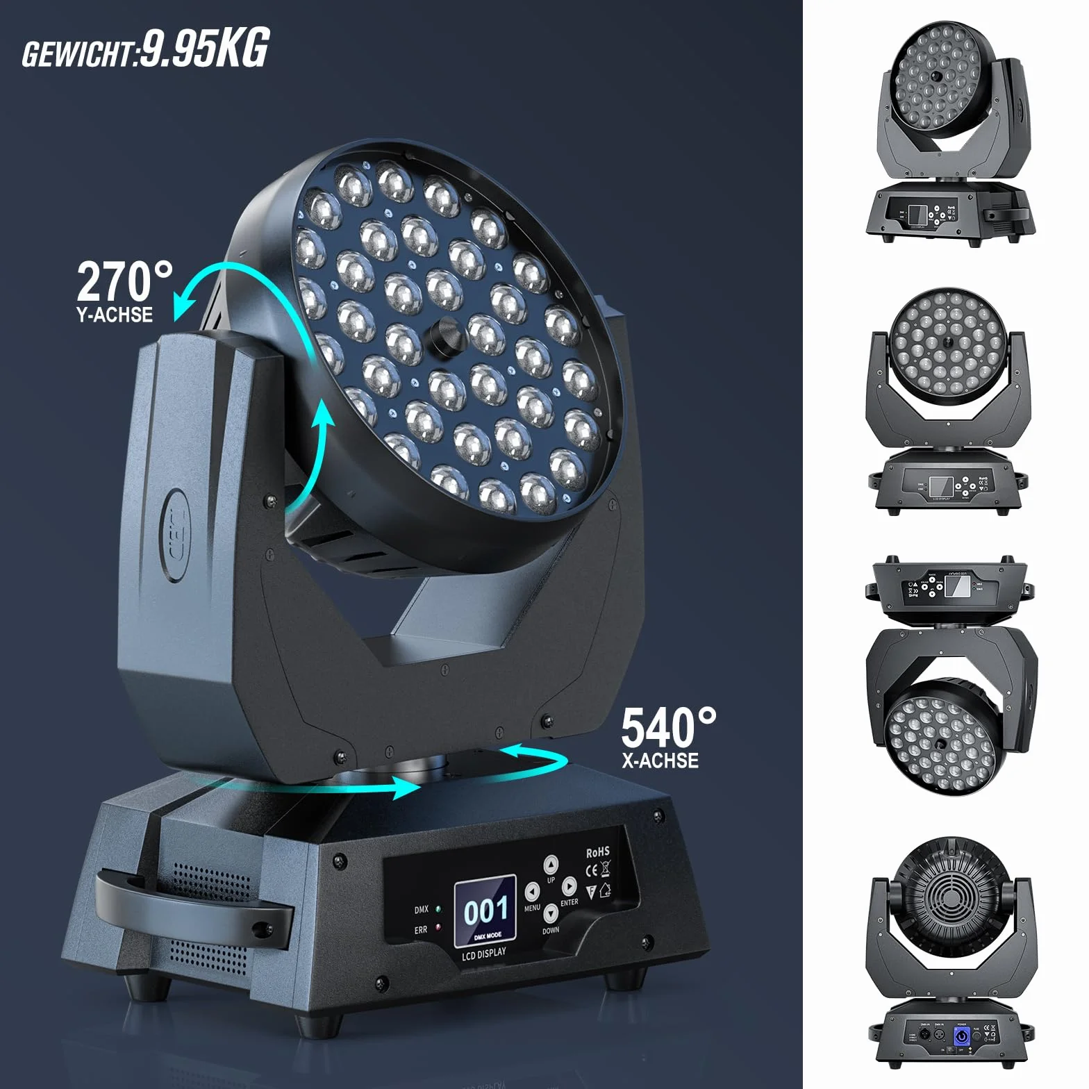 2PCS 36X10W Teste Mobili DMX512 RGBW 4 in 1 Zoom Beam Wash Effetto Luci Discoteca lluminazione palcoscenico per Professionali DJ Natale Feste Club Concerti
