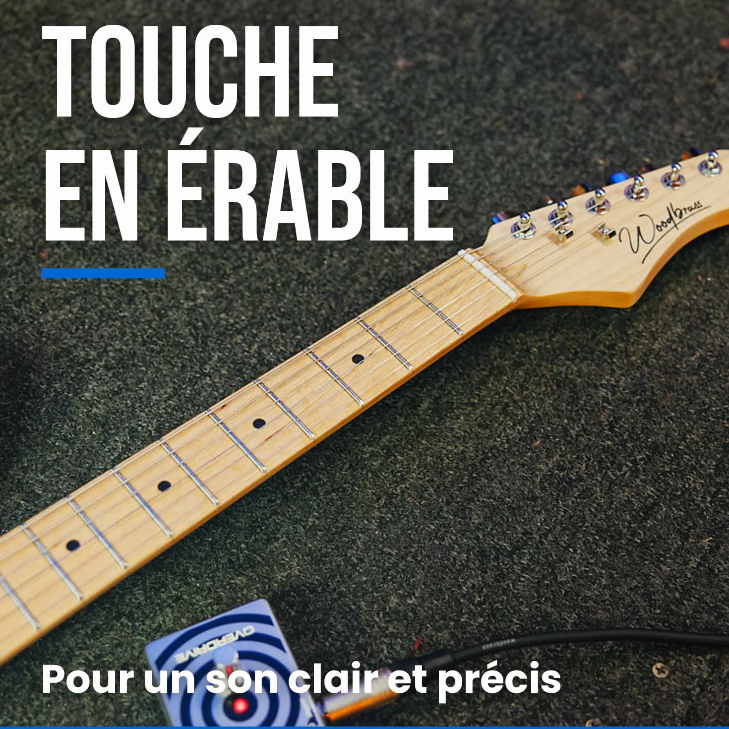 Woodbrass ST100 Chitarra elettrica, bianca - Chitarra versatile ideale per principianti - Corpo in forma ST - Tastiera in tiglio americano - Stile rock, pop, funk, country, hard, metal