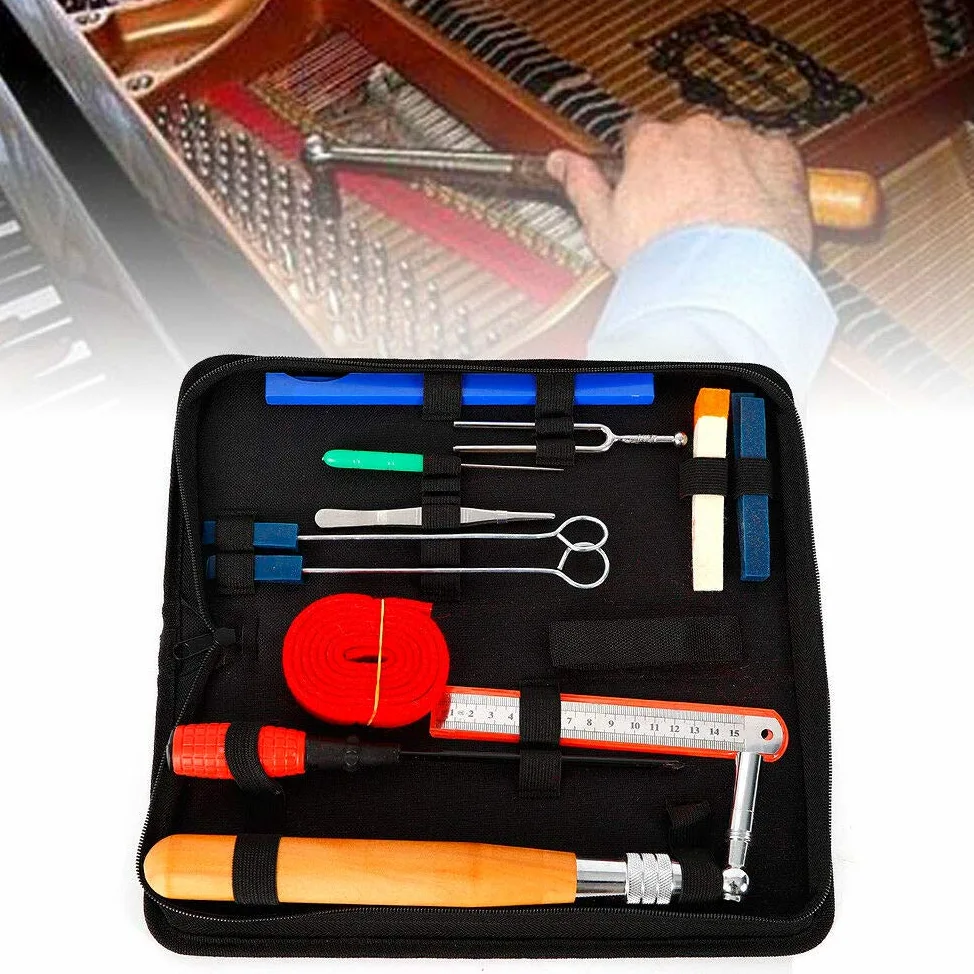 Kit professionale per tuning, per accordatore, 13 pezzi + 1 sacchetto, gomma + manico in legno + acciaio inox
