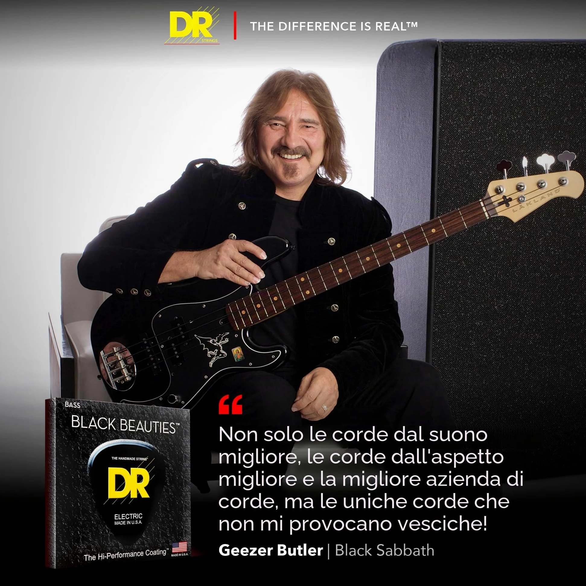 DR Strings BKB630 30-125 Medium 6-String Set Handmade Black Beauties corde per basso rivestite