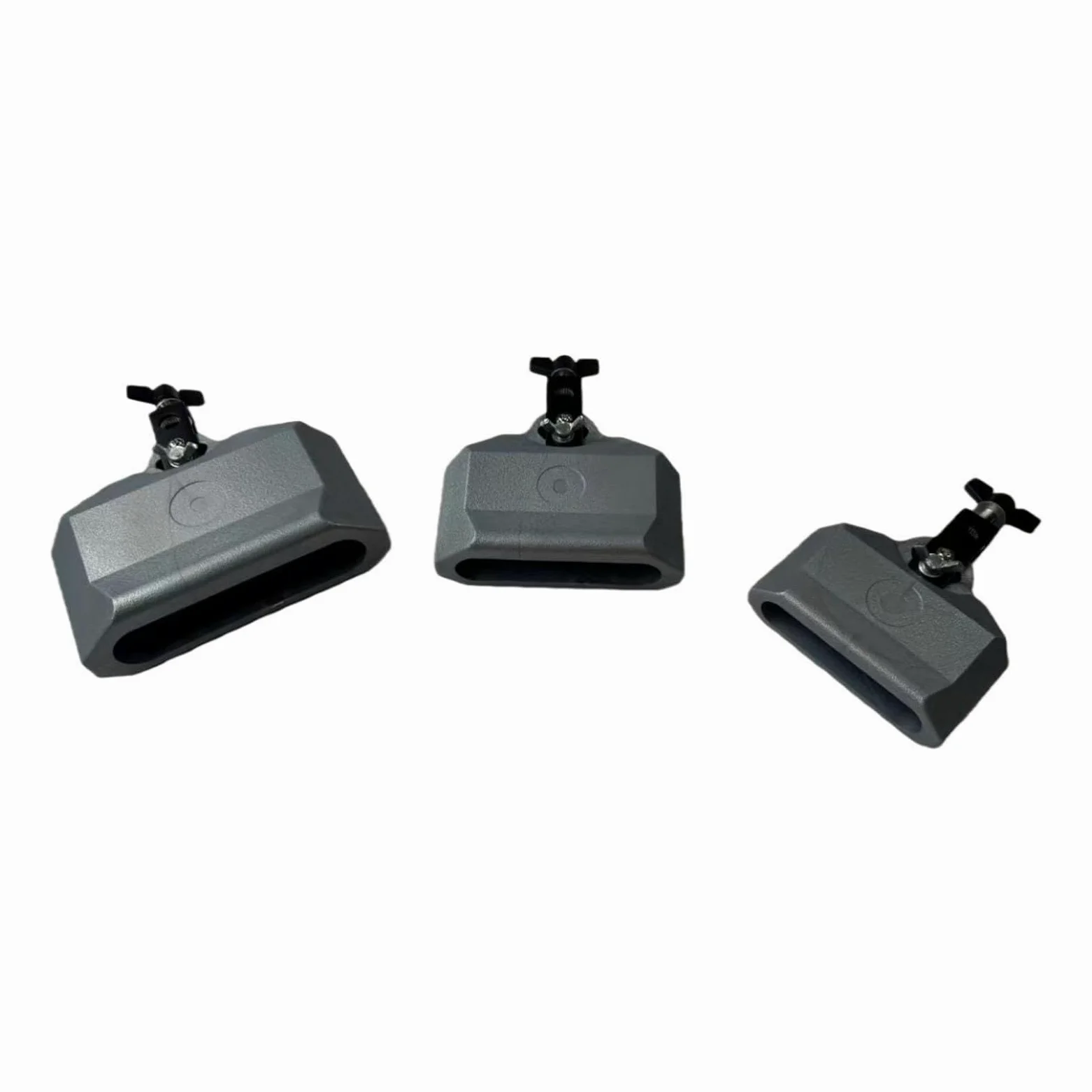F Fityle Set di blocchi per percussioni musicali con campanaccio da 4", 5" e 6" con supporto per batteria, per esibizioni in festival, Grigio