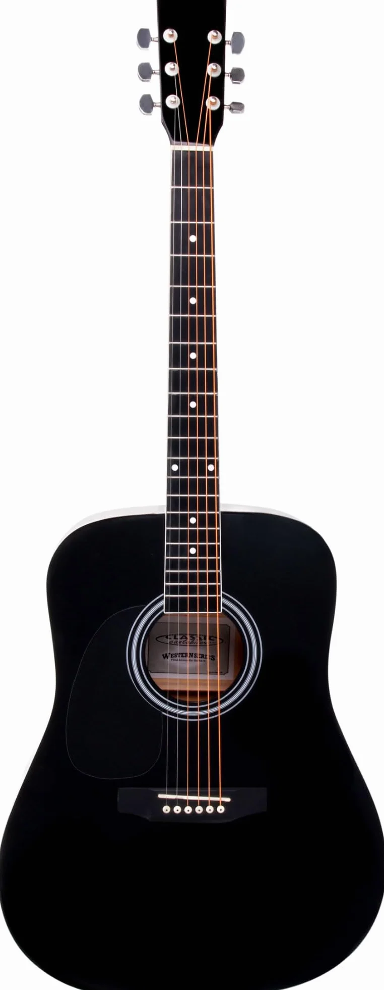 Classic Cantabile WS-10BK-LH Chitarra Western Modello Mancino Set Gigbag | Stile Dreadnought, 6 corde, 20 tasti, Capotasti: nickel argento, Tavola armonica, fondo, fasce: tiglio laminato, Diapason: 64