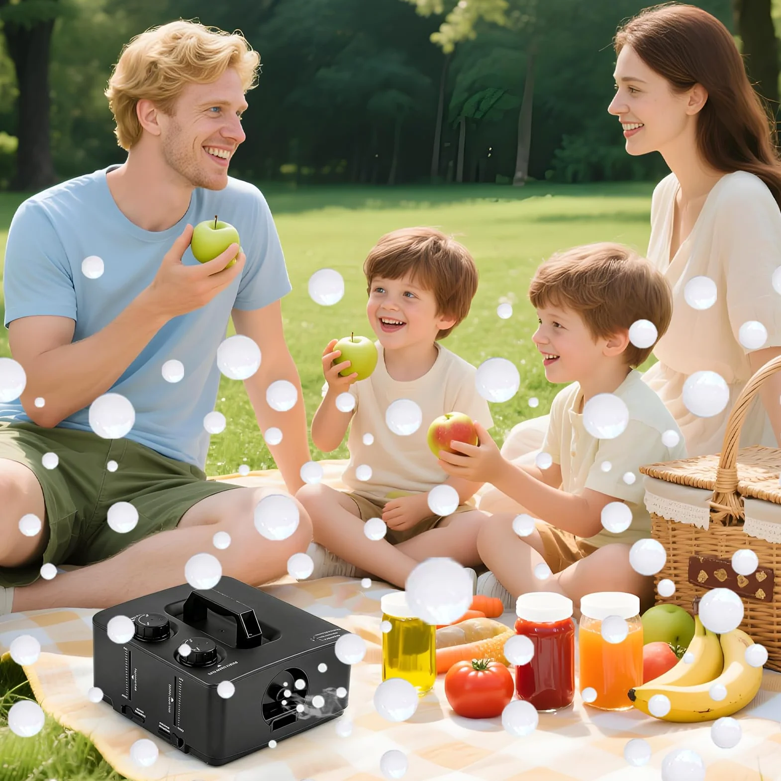 Nebelmaschine, Macchina Del Fumo 2 In 1 Con Bolle 400W, Macchina Bolle Di Fumo Portatile 27×25×16 Cm, Fog Bubble Machine Per DJ Festa Palco Matrimonio Halloween Natale Compleanno