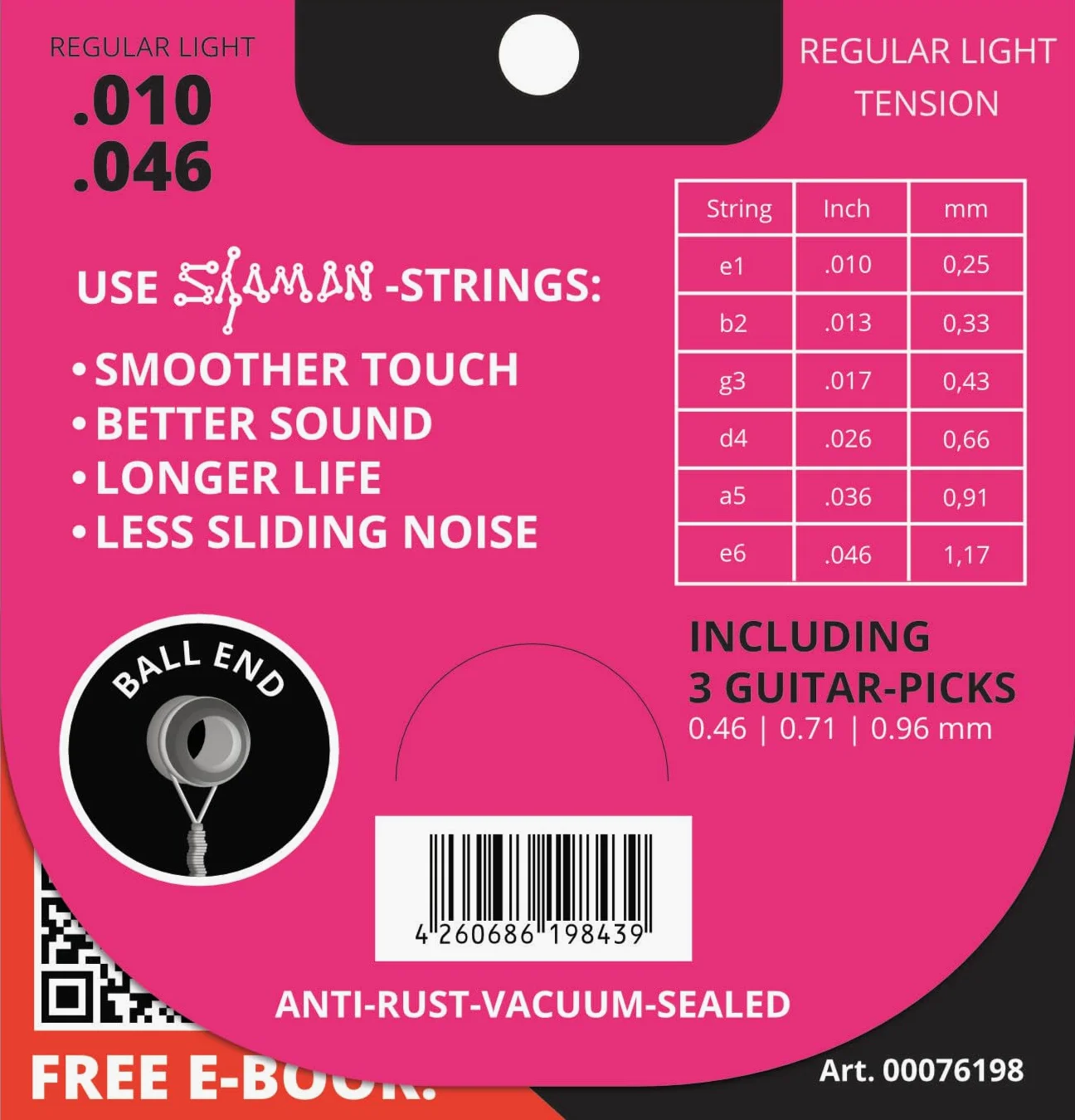 Shaman Electric Corde per Chitarra Elettrica incl. 2 Corde di Ricambio e 3 | Set completo di corde per chitarra elettrica, Custom Light Tension (.010,.013,.017,.026,.036 e.046), 71 e 0, 96 mm)