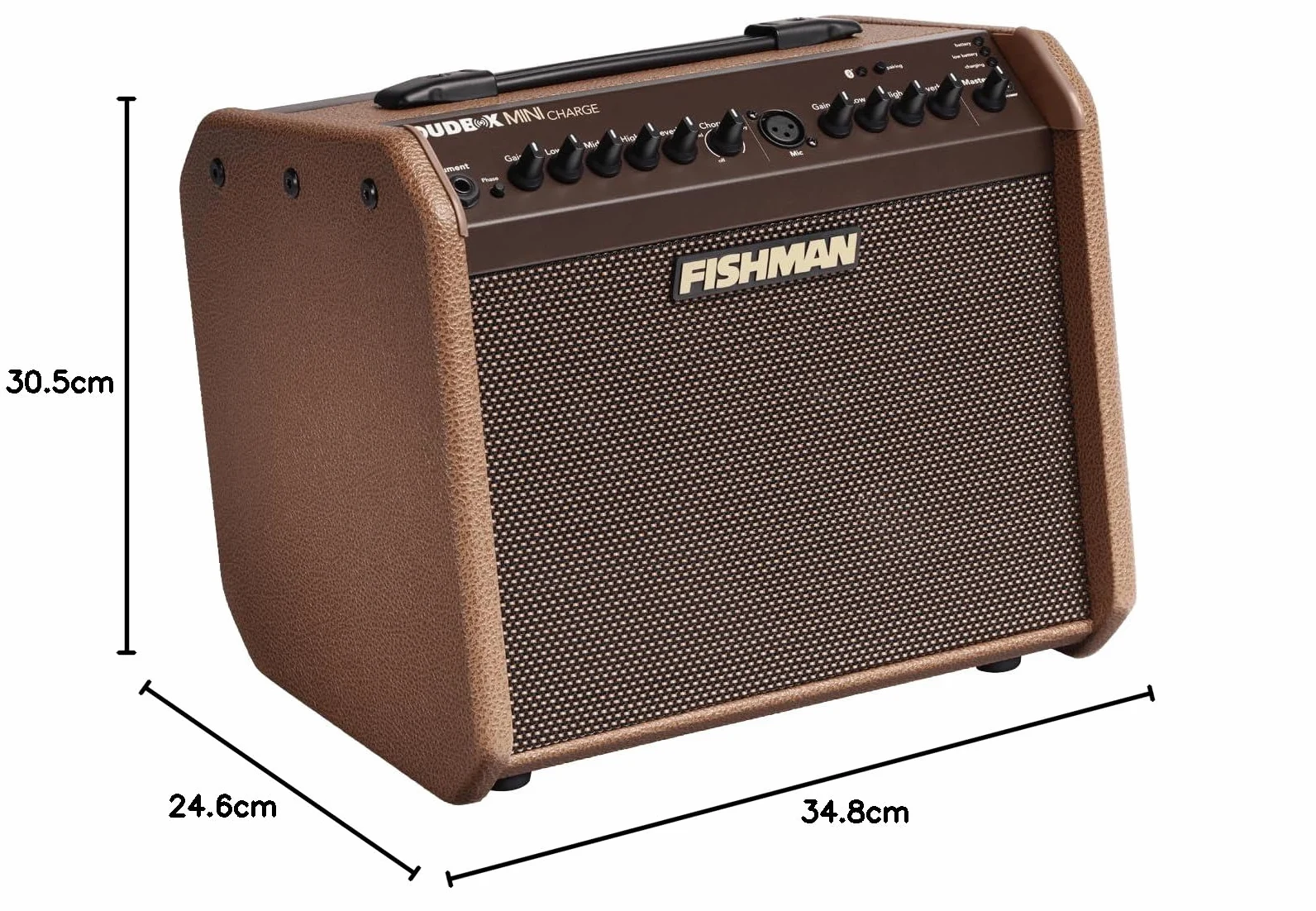Fishman Loudbox Mini Charge da 60 W, Amplificatore per chitarra acustica Bluetooth a batteria, Marrone