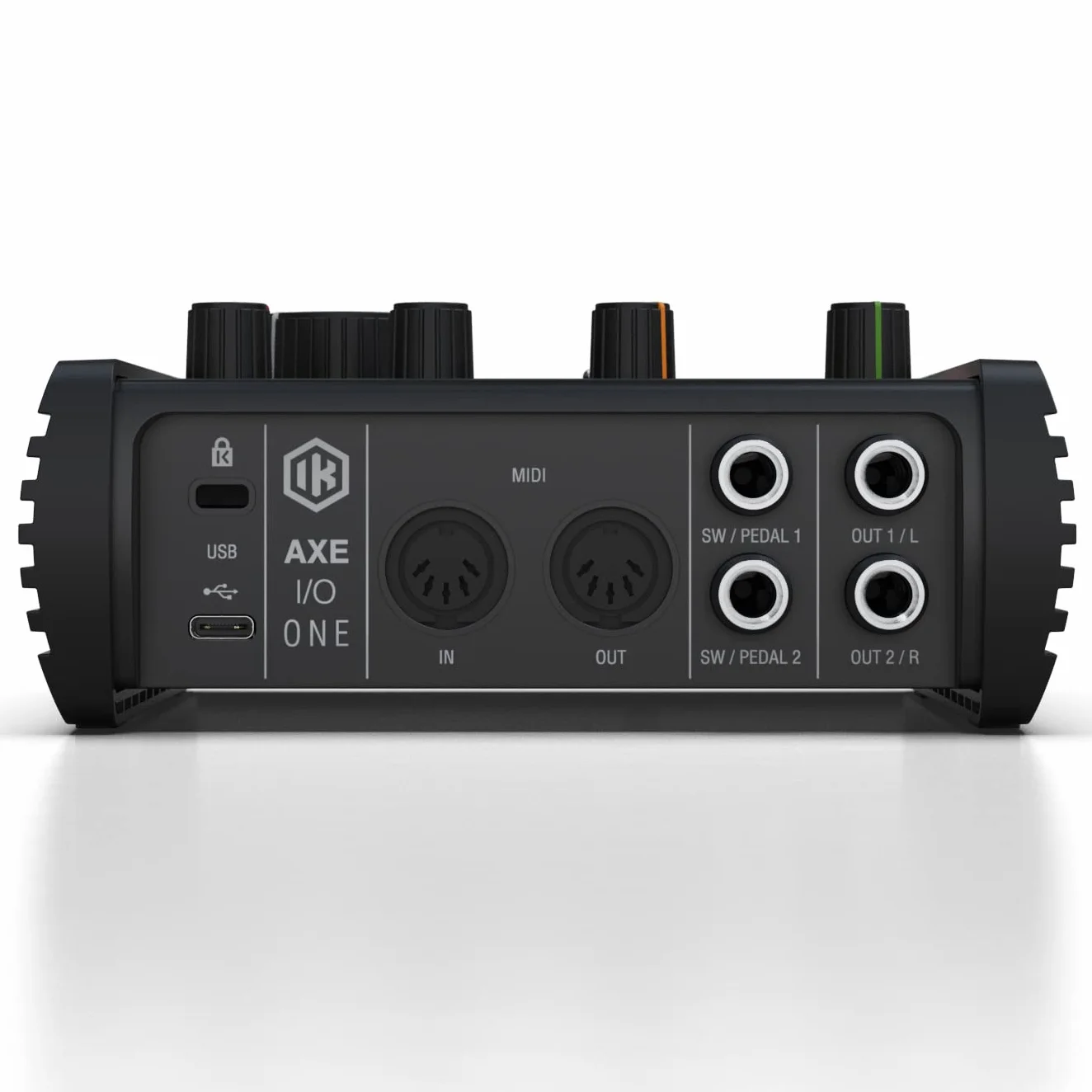 IK Multimedia AXE I/O ONE, interfaccia audio USB compatta con modellazione avanzata del tono di chitarra Z-TONE. Connettore USB-C. Fornita con TONEX SE e AmpliTube 5 SE