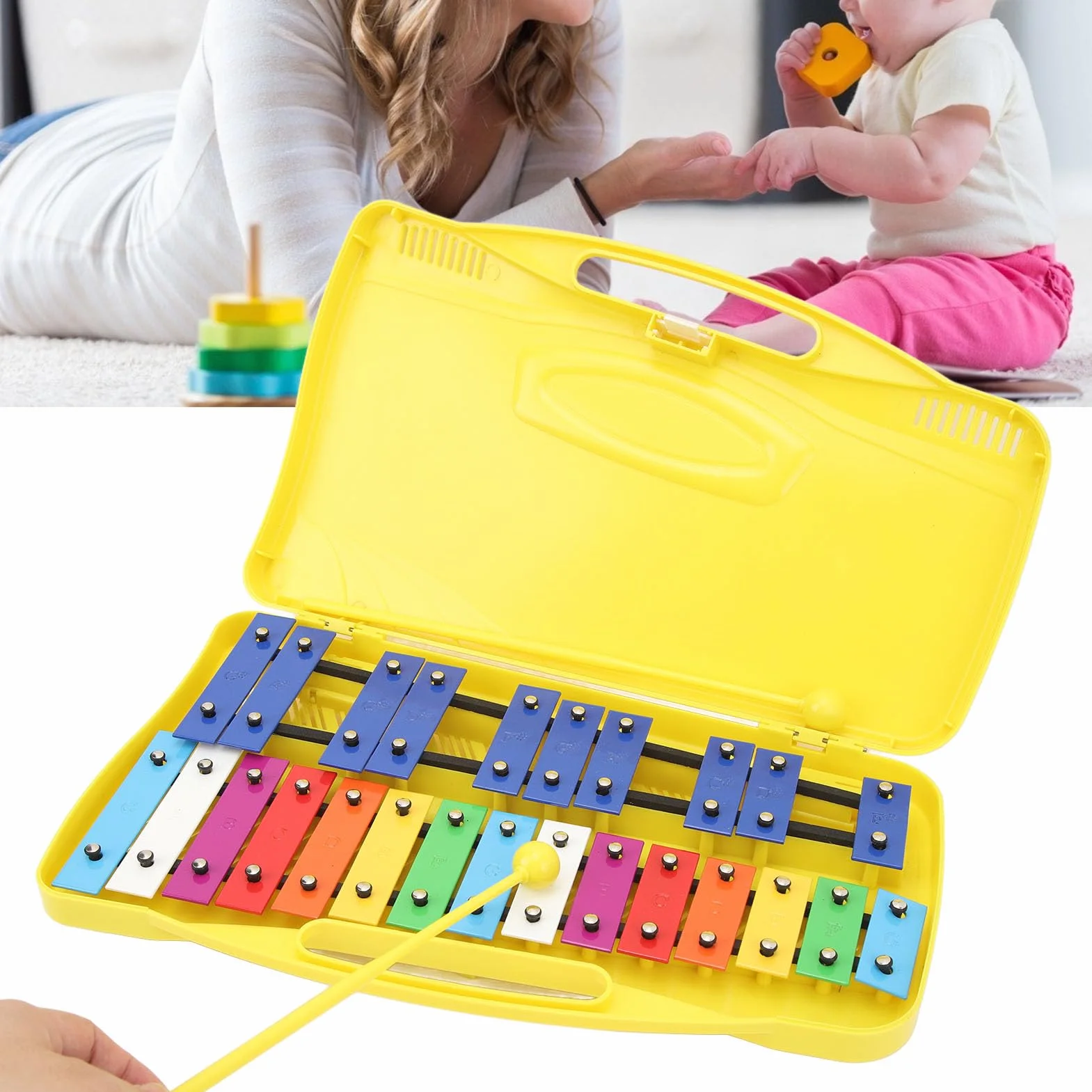 Xilofono per Bambini 25 Note Alluminio, Strumento Musicale Educativo con Scatola Colorata Ideale per Principianti e Scuola Musica Giocattolo Bambino Regalo
