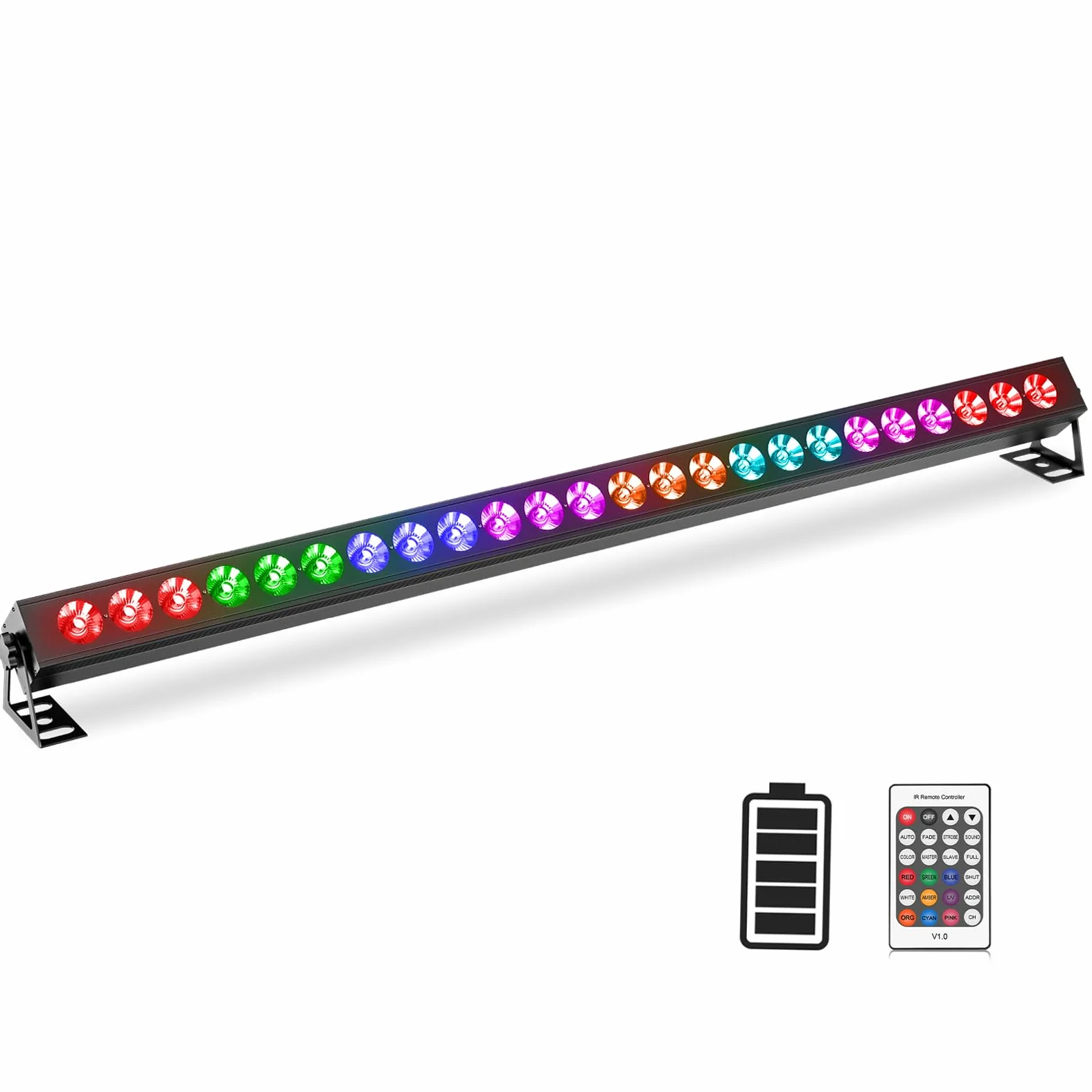 UKing 100W Batteria Wallwasher Luce di Scena, Faretto Ricaricabile 24pcs RGB 3in1 LED Luce dmx512 DJ Party Luci da Parete all'aperto per Casa Feste Club Bar Matrimoni Halloween Natale (1 pezzo)