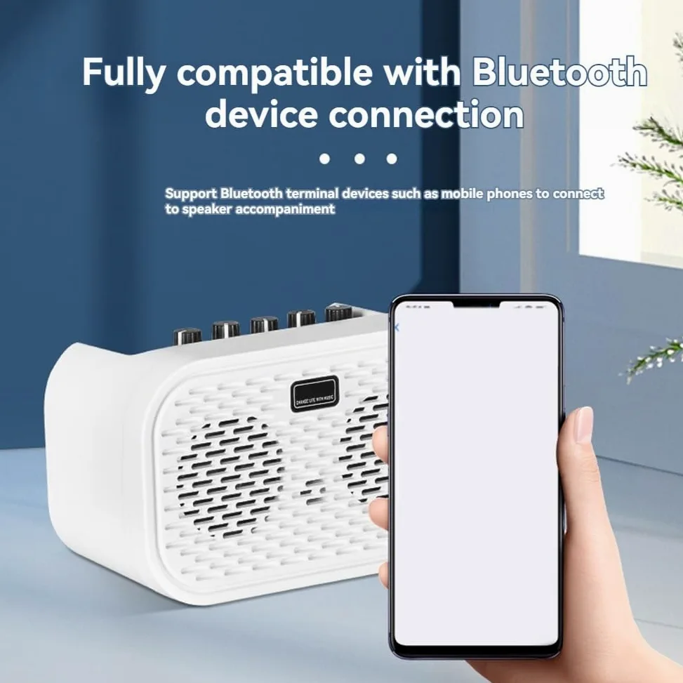 Mini Amplificatore per Chitarra Elettrica Acustica 10W Ricaricabile. Mini Amplificatore per Chitarra Elettrica Portatile con Bluetooth, Distorsione, Ritardo e Ricaricabile con Bluetooth.