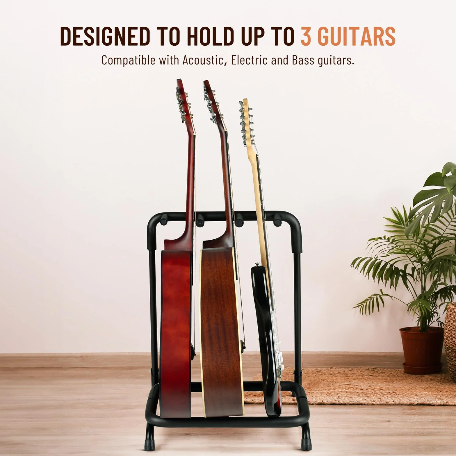 CAHAYA Supporto per chitarra multipla espositore per chitarra acustica pieghevole per 3 chitarre