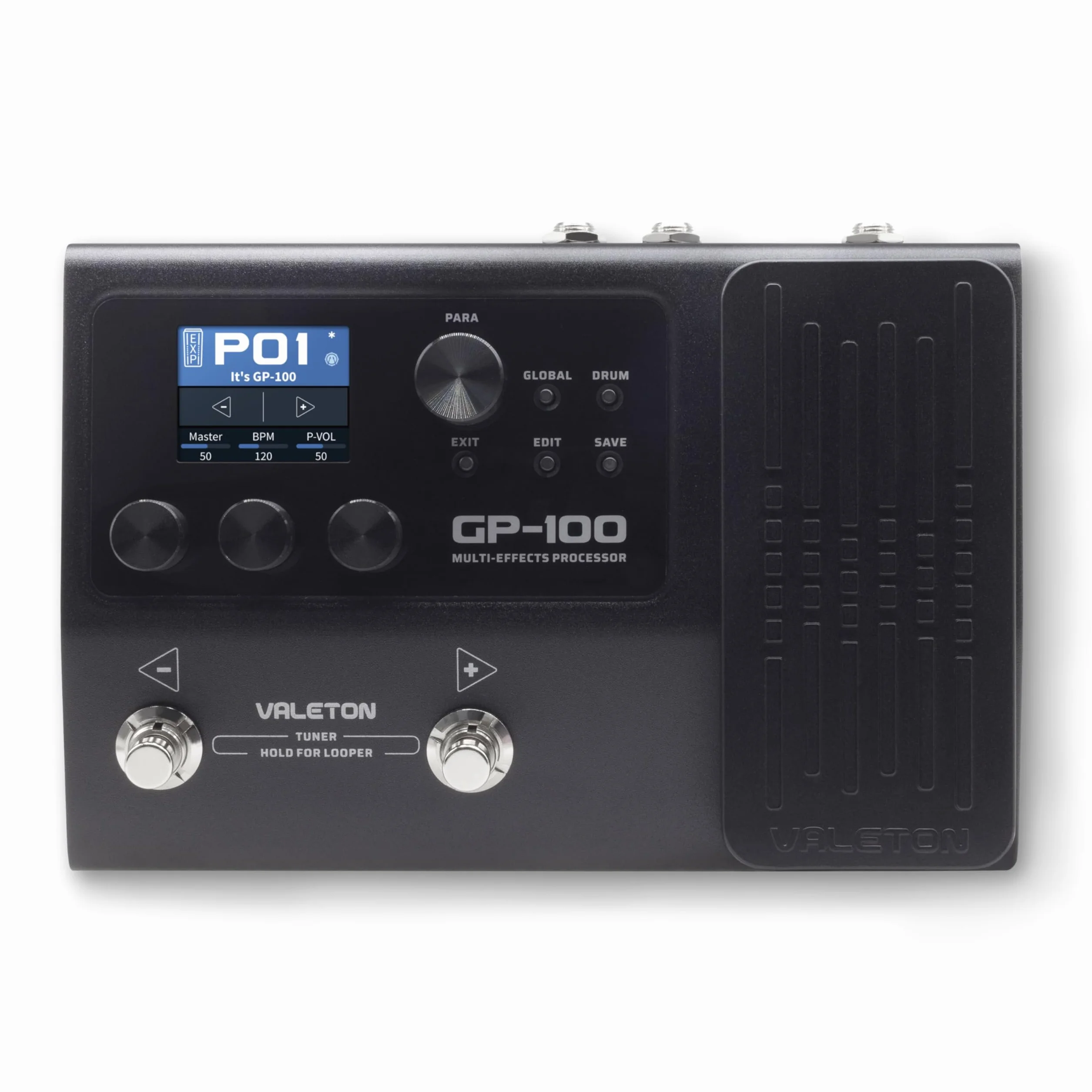 Valeton GP-100 - Multieffect Prozessor mit Expression-Pedal, 140 integrierte Effekte, Looper, Amp-Modellierung, Drum-Unterstützung, IR OTG von Drittanbietern für Live-Streaming