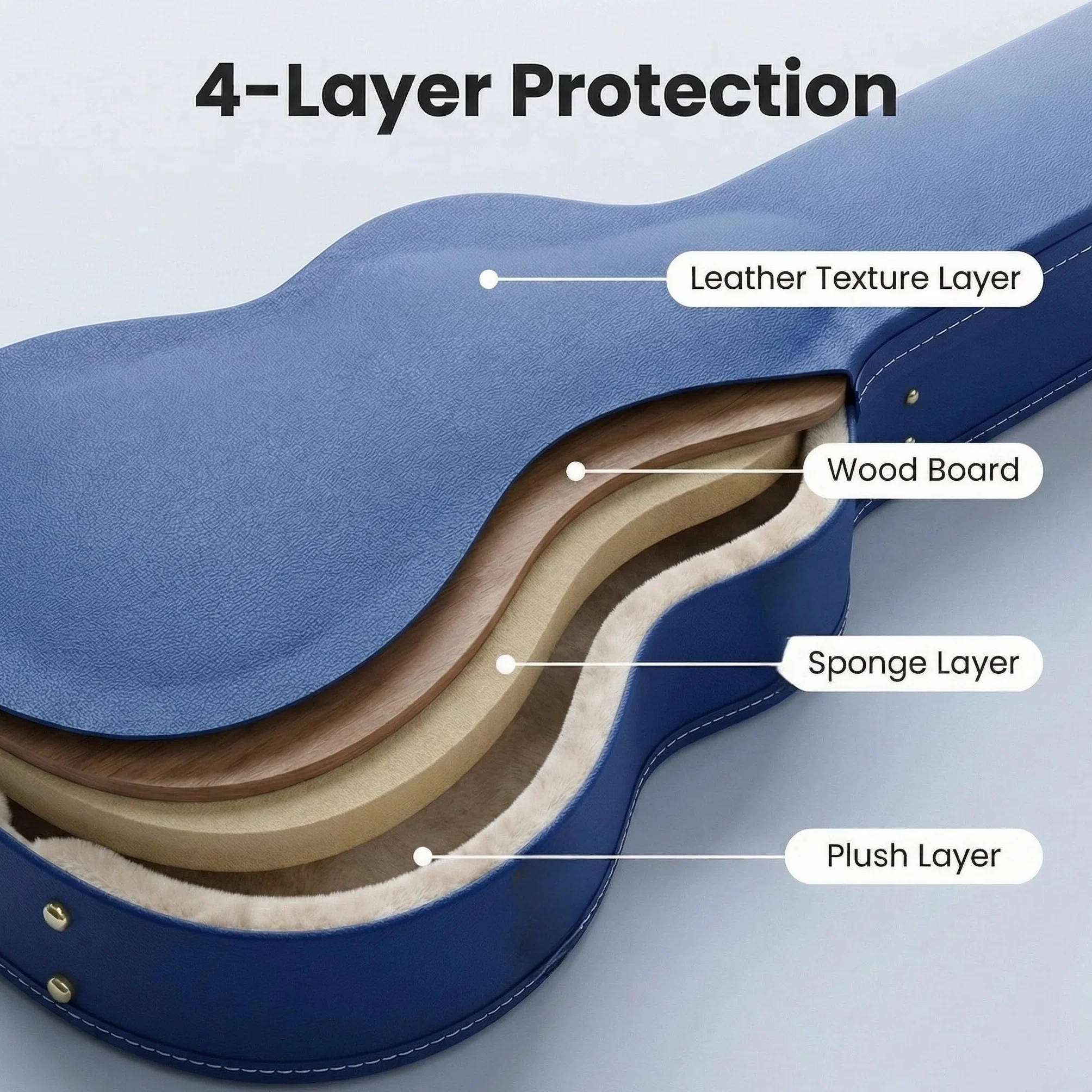 Crossrock Custodia in legno per chitarra dreadnought Gibson J-45 / Martin D | Finitura similpelle Vibrant Blue, interno in peluche beige, serratura – Designer Series