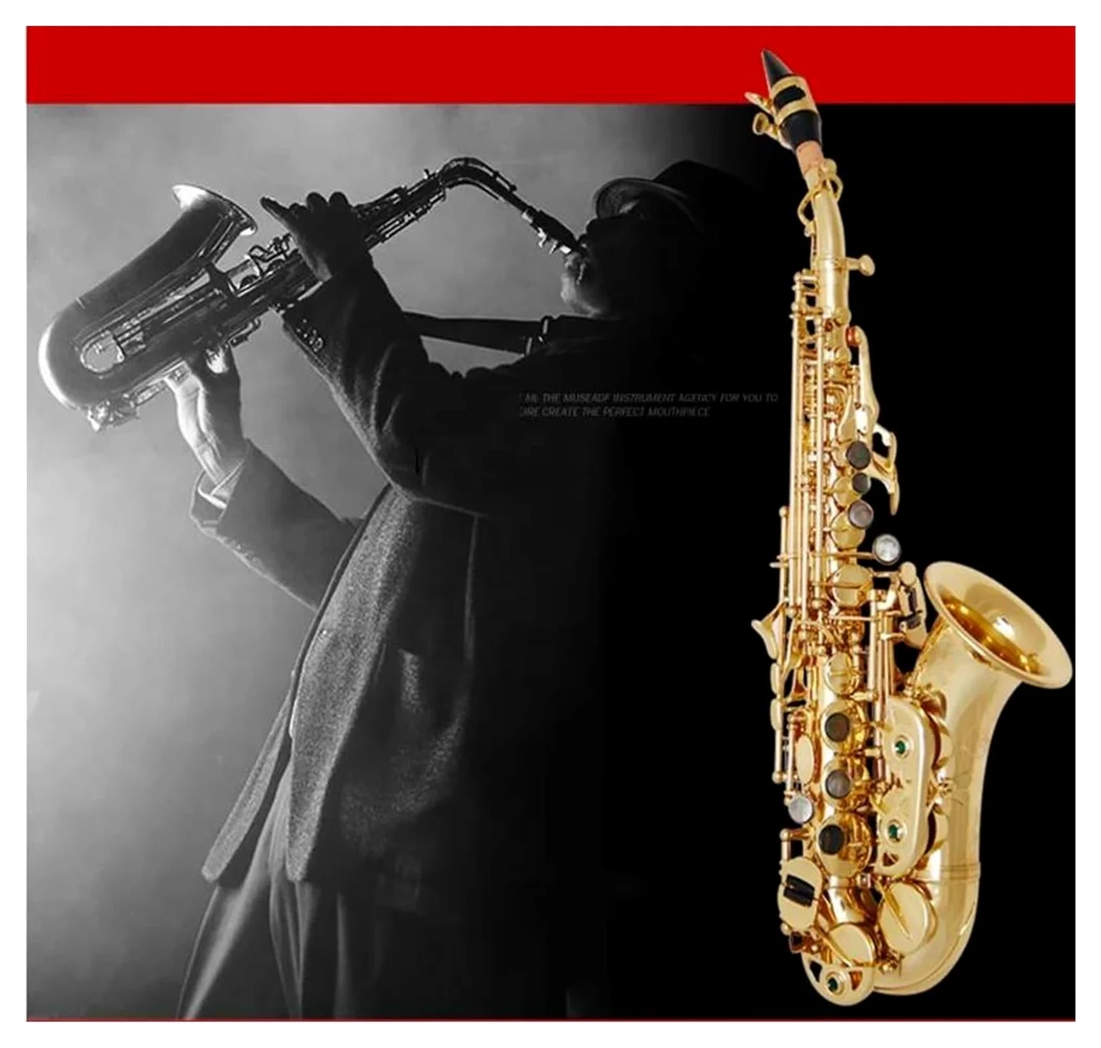 Sassofono Professionale Sassofono soprano curvo Sib Strumento musicale Sassofono per adulti Prestazioni di livello professionale