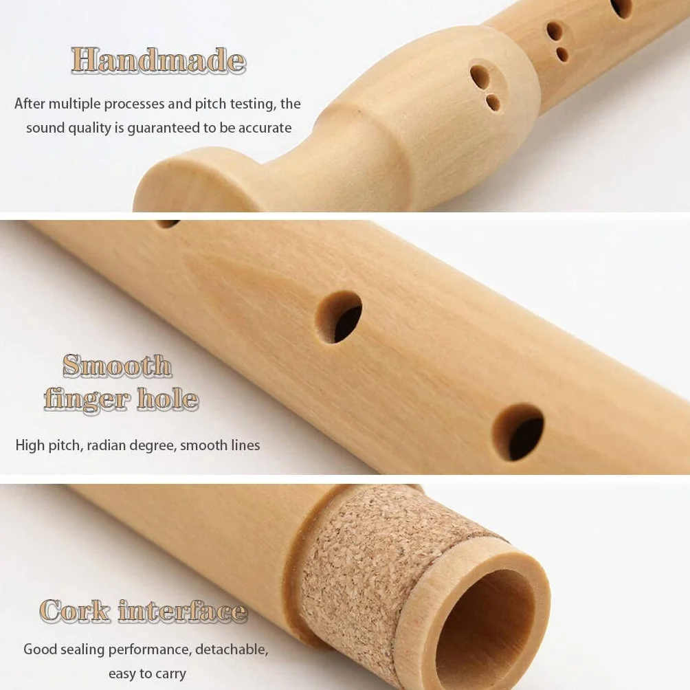 Flauto dolce contralto barocco a 8 fori, strumento musicale in legno, ideale per principianti e adulti, con custodia e bastone per la pulizia, flauto professionale per tutti i livelli di abilità