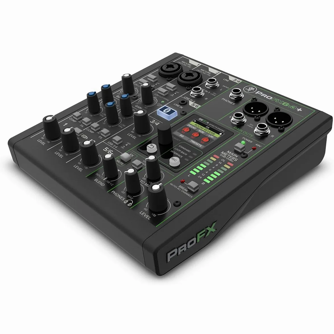 Mackie Mixer analogico a 6 canali serie ProFX6v3+ per registrazioni di qualità da studio e live streaming con modalità FX avanzate, registrazione USB e Bluetooth