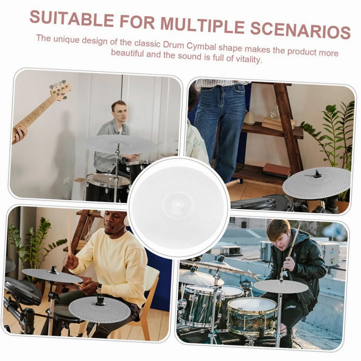 ibasenice Piatti Silenziosi Riduce Vibrazione Continua e Leggeri in Lega Argento per Batteria Accessori per Kit di Batteria Jazz Set 2 Pezzi