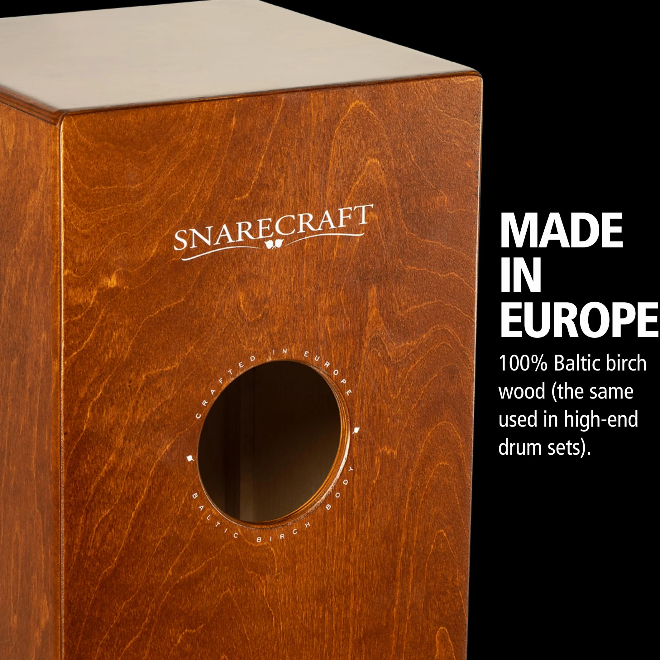 Meinl Percussion Snarecraft Cajon Instrument - Grande Drum Box con 2 Cordiere - Superficie di Suono Betulla del Baltico (SC100AB-B)