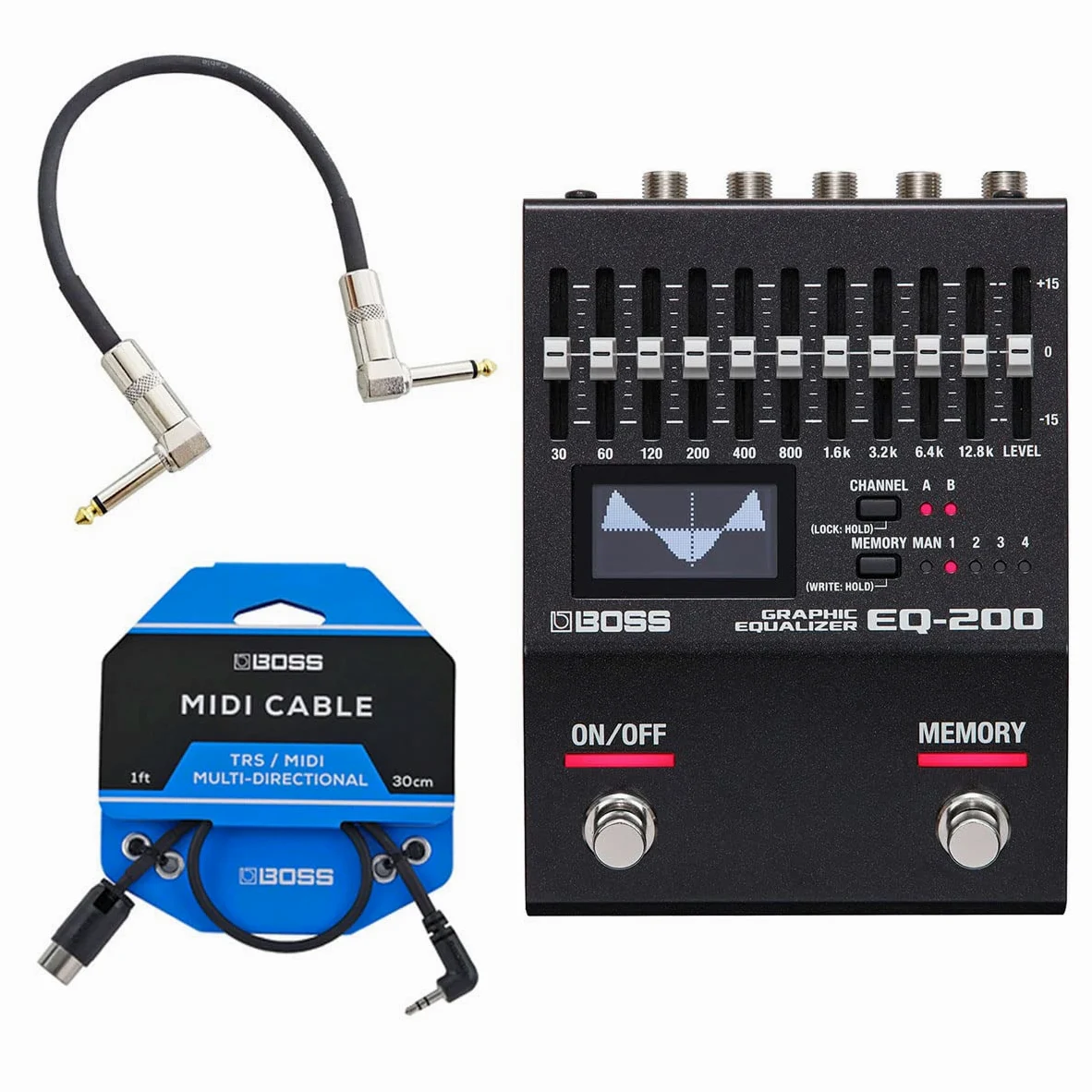 Boss EQ-200 - Equalizzatore grafico + cavo BMIDI-1-35 TRS-MIDI + cavo patch keepdrum