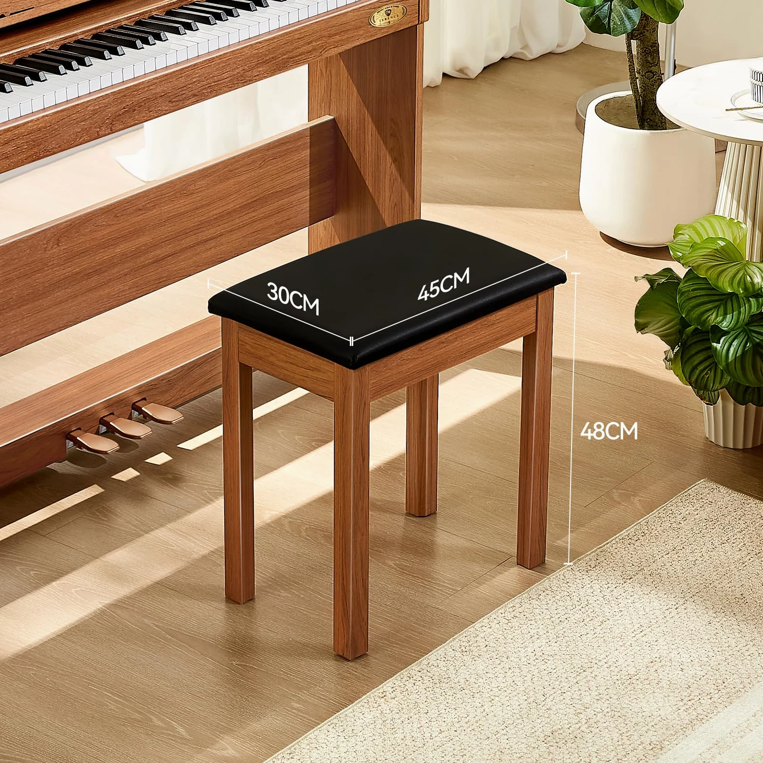 TERENCE Sgabello Pianoforte Pianoforte Panca Struttura in legno massello di alta qualità Capacità di carico superiore Cuscino sedile comodo e pratico Versatile per uso professionale e domestico