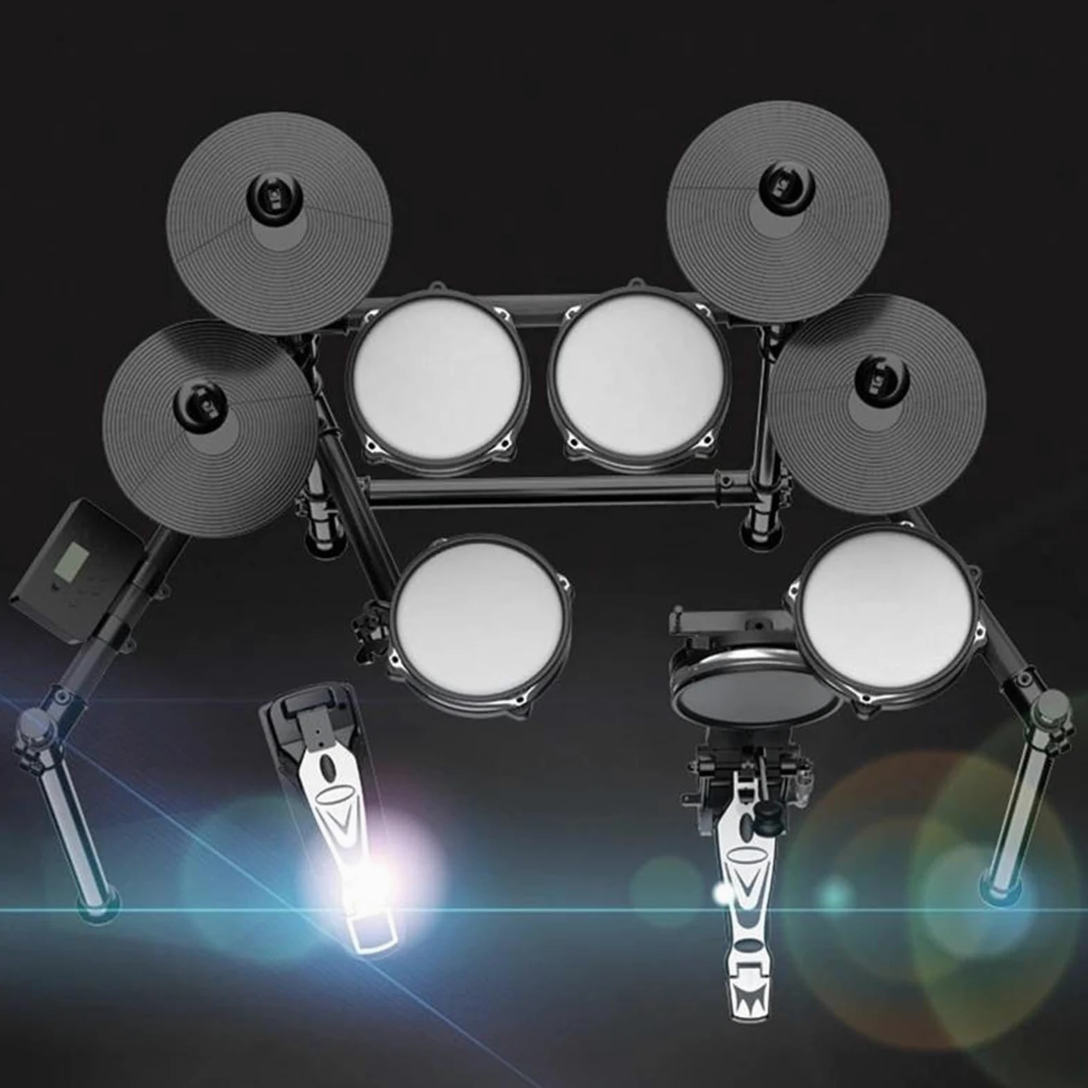 Batteria Elettronica Professionale Five Drum Full Mesh Electronic Drum Set con metronomo Integrato Pad per Esercizi Professionale Supporto per Batteria