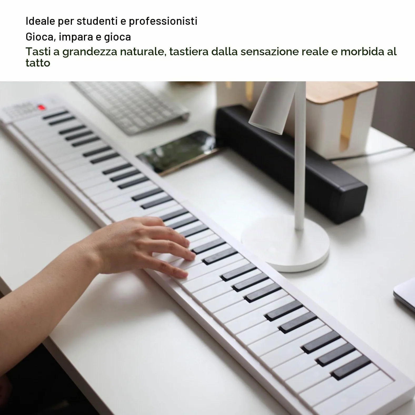 Tastiera Portatile Pieghevole per Pianoforte a 61 Tasti, Giocattoli per Pianoforte Elettronici Pieghevoli con Riproduzione di Registrazione per Esercitazioni per Principianti