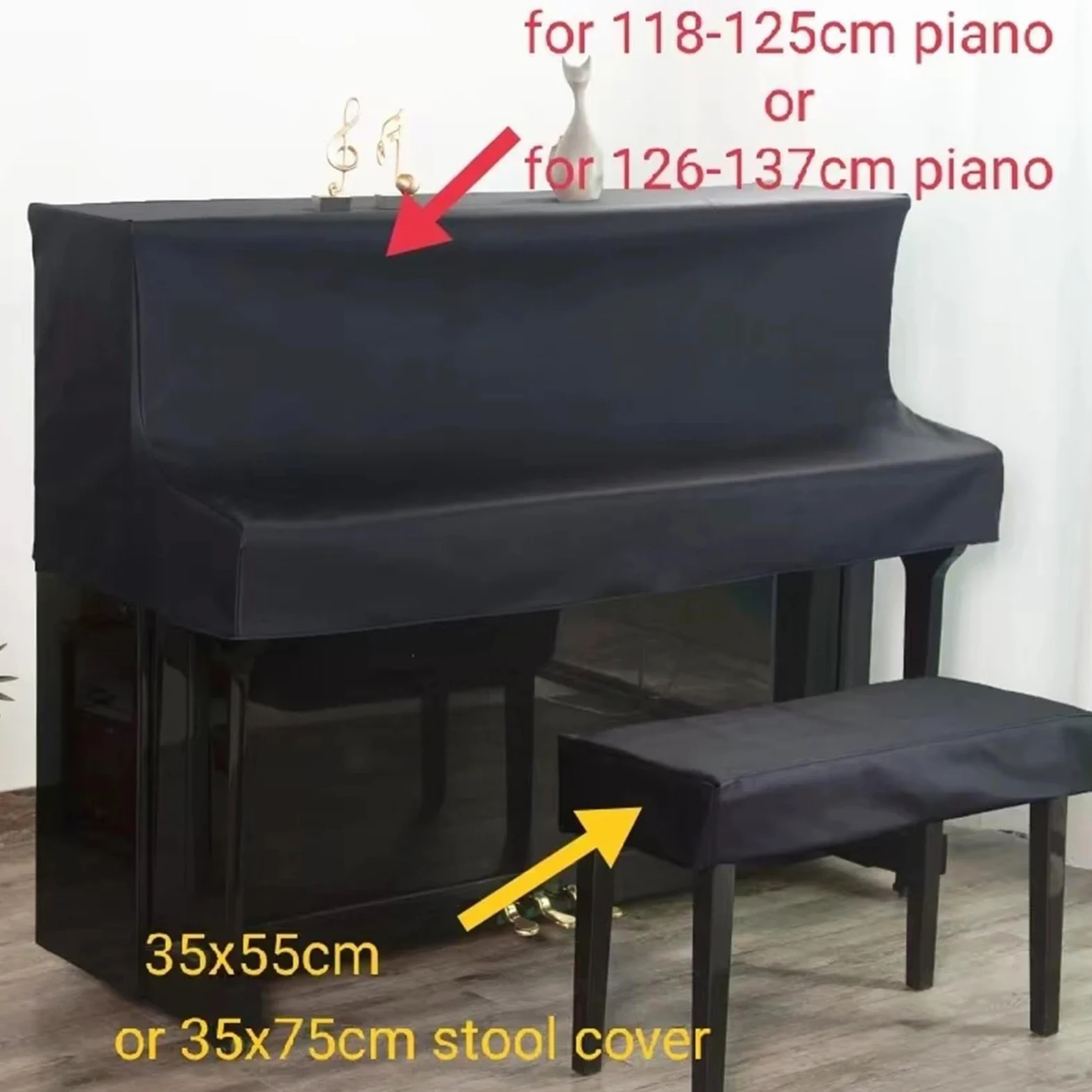 Semplice e lussuosa copertura for pianoforte, lavabile senza lavaggio, in tessuto scientifico tecnologico, mezza for Per Proteggere Il Pianoforte(Black,Height 126-133 piano)