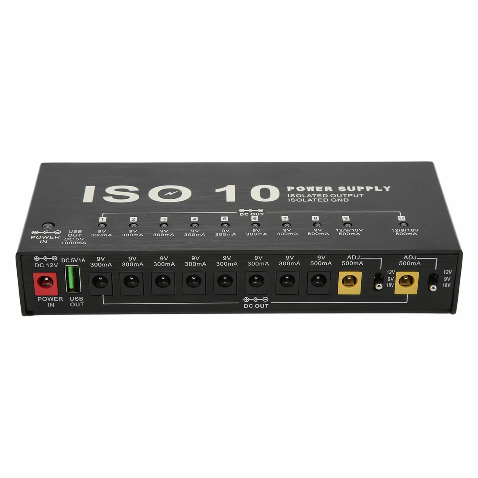 Alimentatore per Pedale per Chitarra, Alimentatore per Effetti a 10 Uscite Uscita USB Alimentatore per Pedaliera Isolato Alimentatori Multieffetto Accessori per Tastiera (Spina