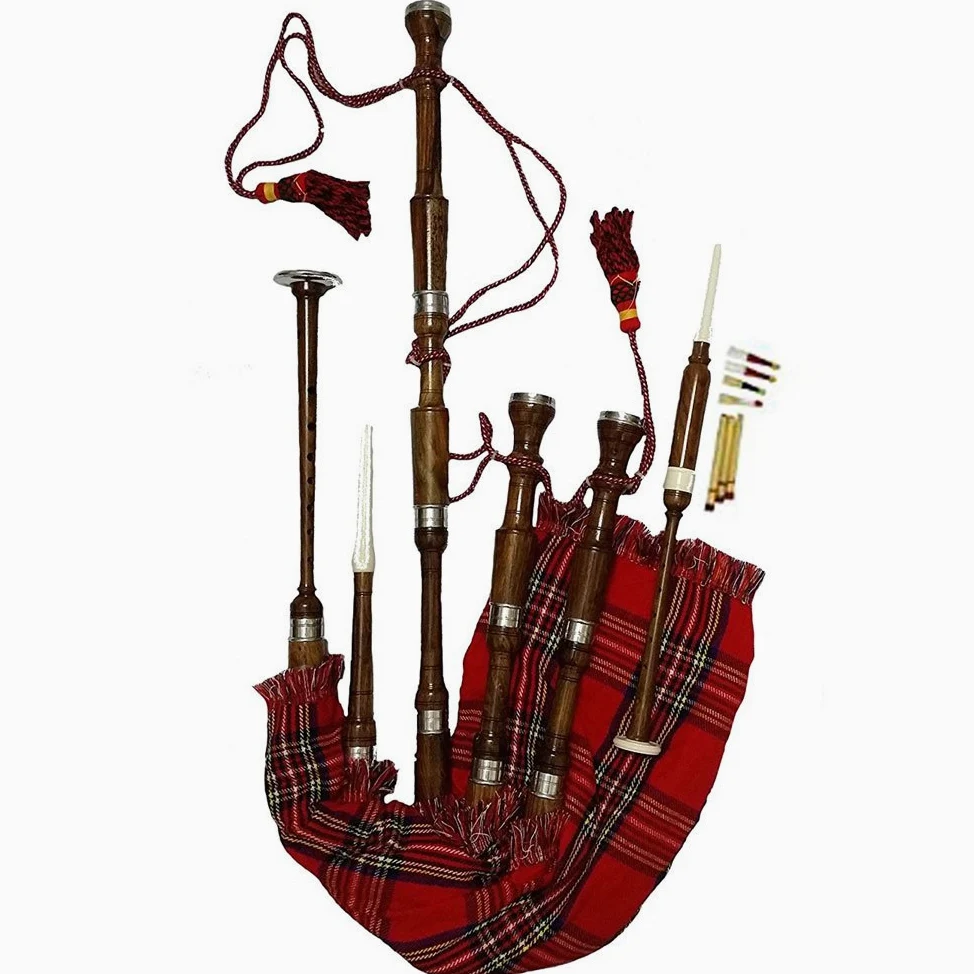 TC NEW - Cornamusa Highland in palissandro con ghiere argentate/cornamusa scozzese argento/Dudelsack