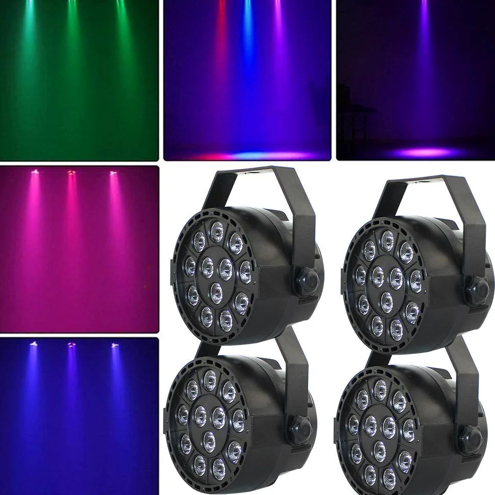 Set di 4 luci da palcoscenico 15 W LED RGB Flat PAR luce DMX illuminazione da palcoscenico 7 canali di controllo LED sfera da discoteca per festa faretto per illuminazione