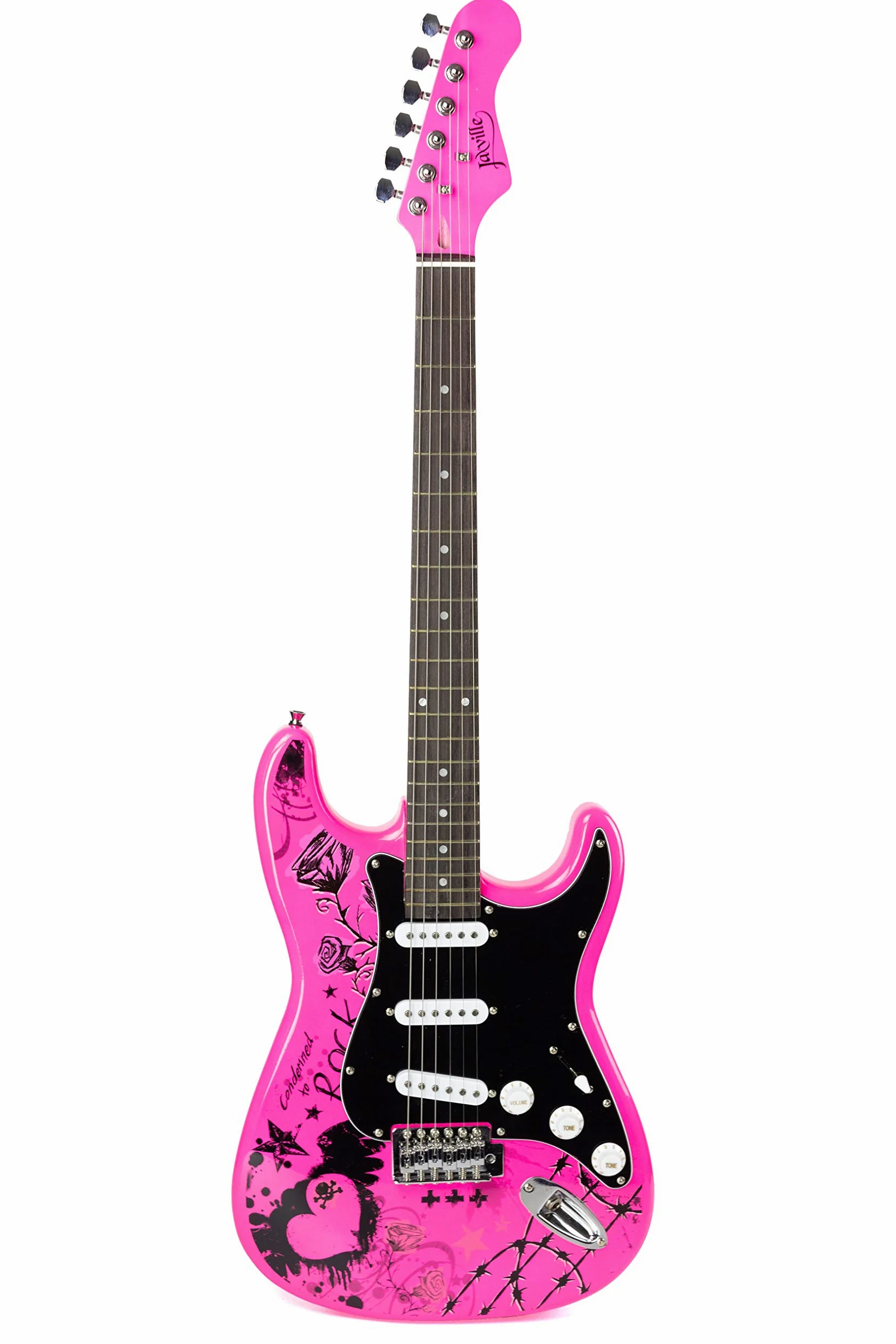 Jaxville St1-PP-PK Pink Punk St Style Style Guitar Guitar Confezione con amplificatore per chitarra Guitar Bag Guitar Strings Guitar Strap Guitar Lead And Guitar Plectrums