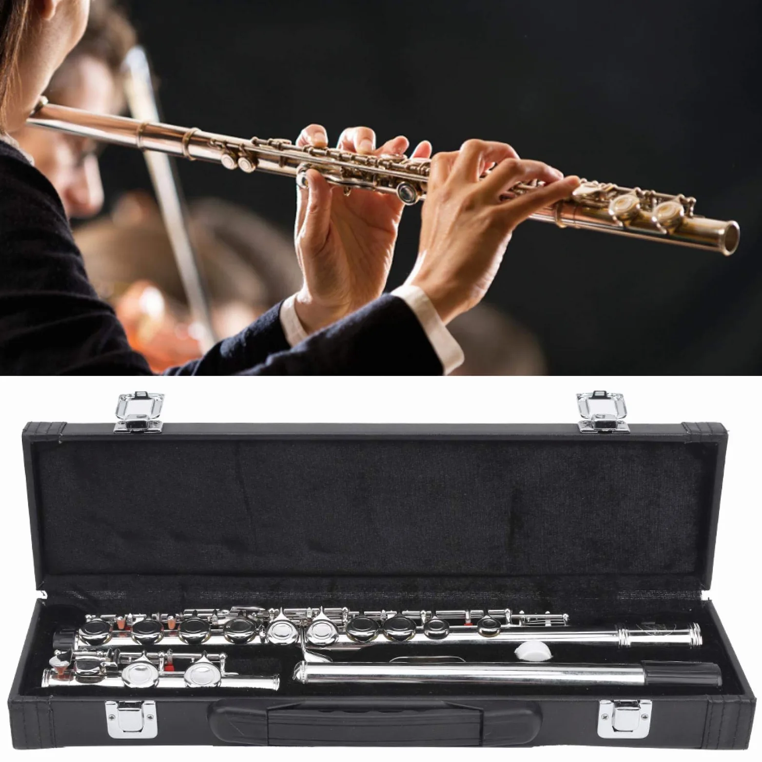 Flauto d'argento Argento sterlina Test professionale Riproduzione di strumenti musicali Supporto per principianti Adulti