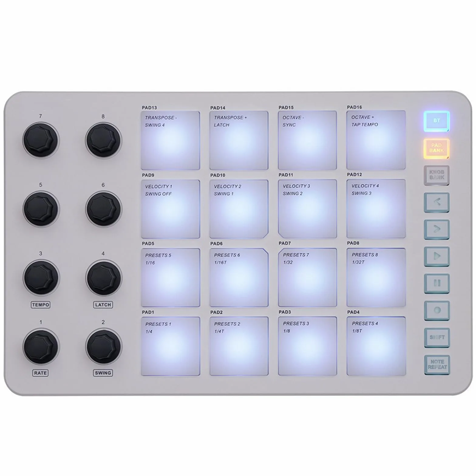 Pratica Tastiera Controller USB con 16 Pad Batteria retroilluminati Display LED, Tastiera Professionale 8 manopole Produzione Musicale