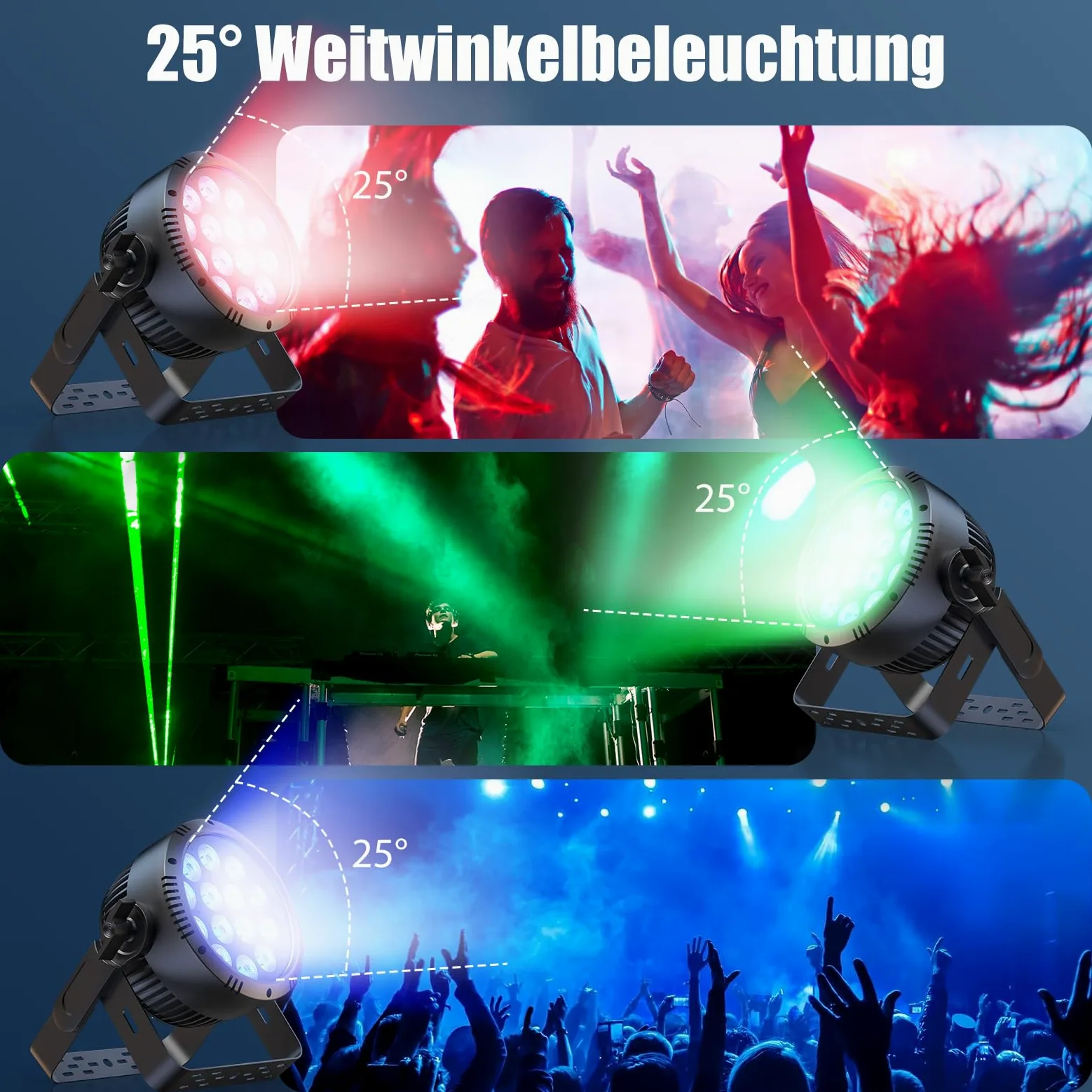 2PCS 210W Par LED IP65, RGBW 14 LED Luce Scena Impermeabili Controllo D MX 4/9CH, Dimmer 0-100% illuminazione da palco per Discoteca show Festa Scena Performance nei Giorni di Pioggia