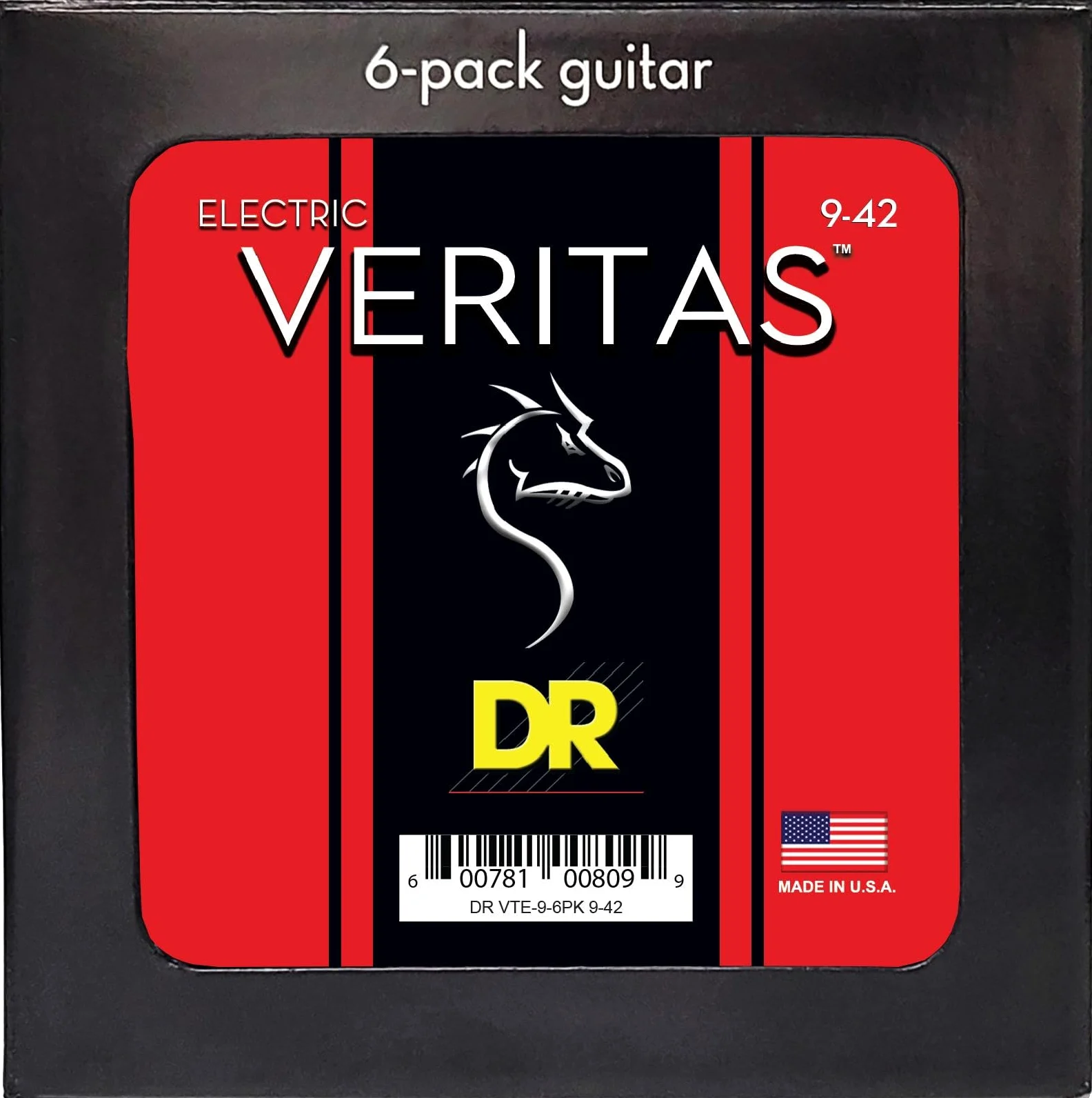 Veritas - Corde per chitarra elettrica, non rivestite, accurate Core Technology, leggere, 9-42 (confezione da 6)