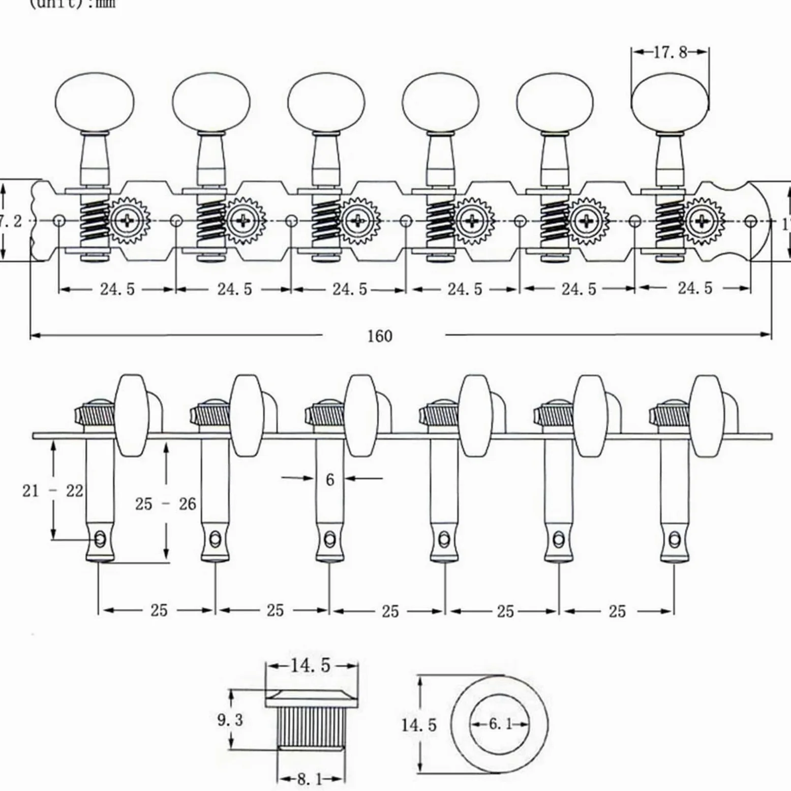 Pioli for chitarra acustica a 12 corde 6L 6R Set di chiavi ricambio for accordatore pezzi