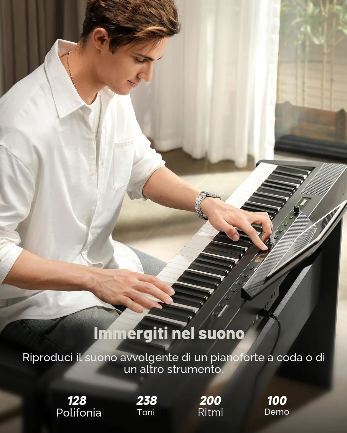 Donner DEP-16A Pianoforte Digitale per Principianti 88 Tasti a Grandezza Naturale, Pianoforte Elettrico Portatile con Unità a 3 Pedali
