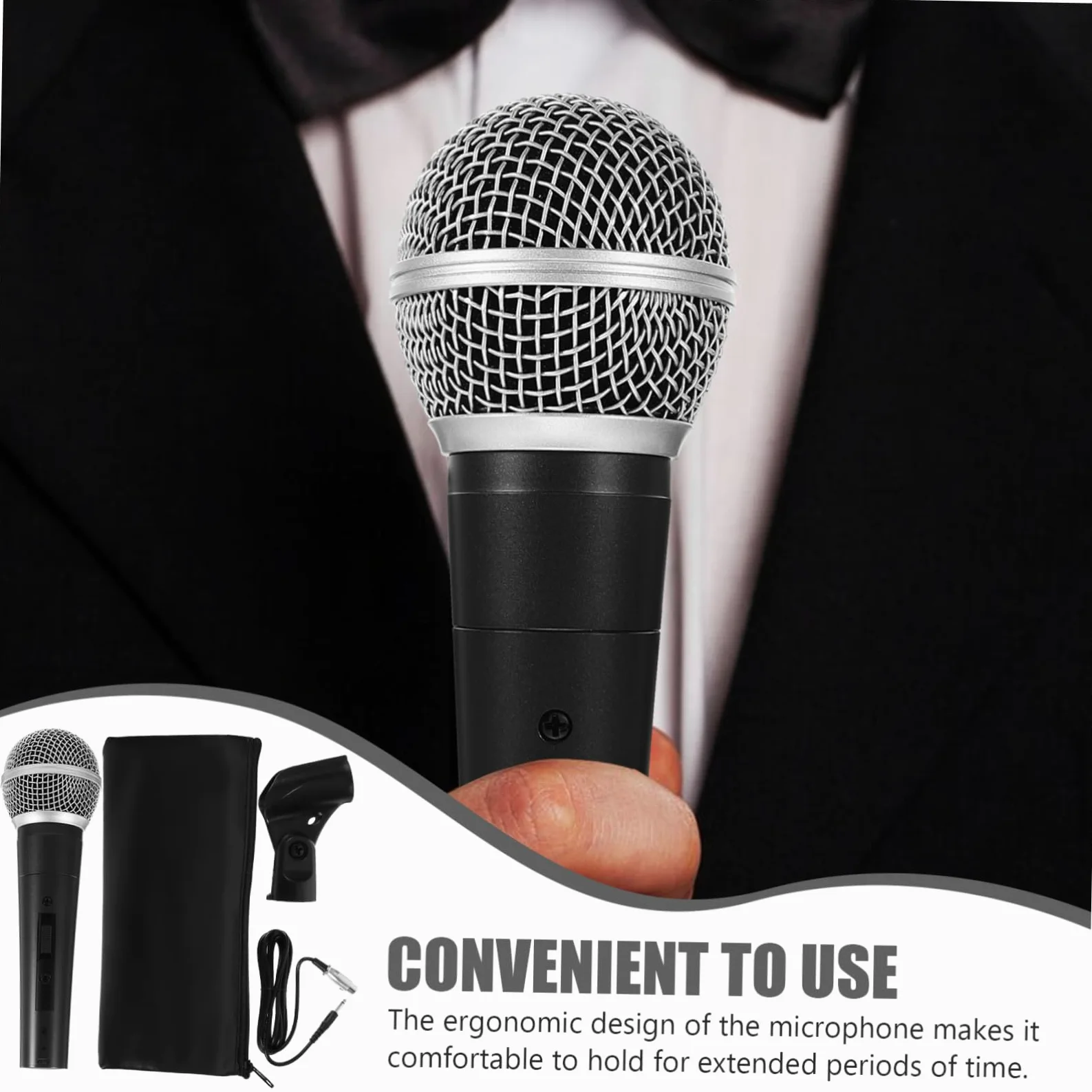 YARNOW Microfono Dinamico con Cavo Nero Microfono Professionale per Cantare e Registrare con Costruzione Resistente e Design Classico per Performance e Speaker