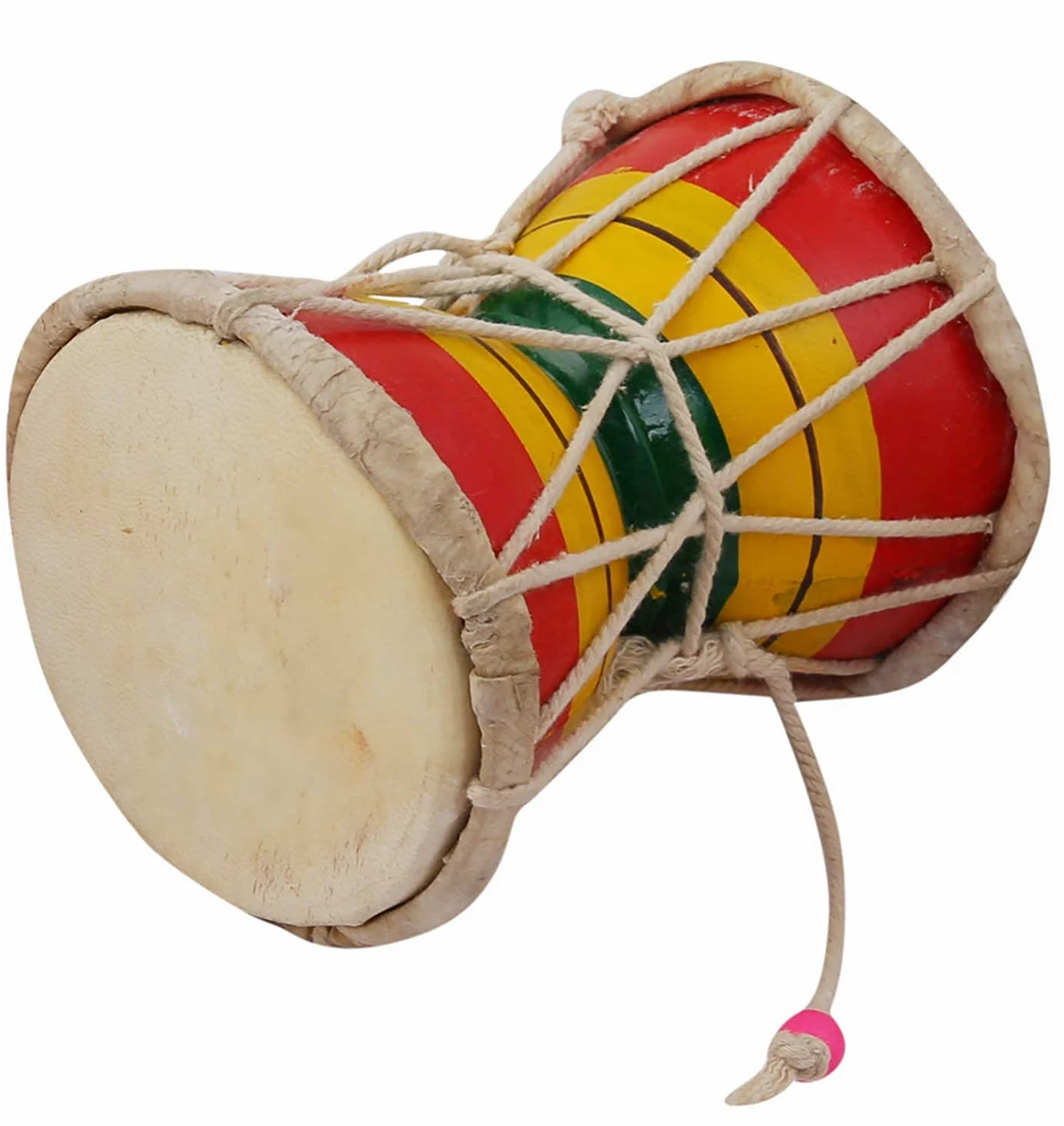 Damroo Damru tamburo signore Shiva tamburo sacro pooja oggetto induismo con pelle di capra 12,7 cm