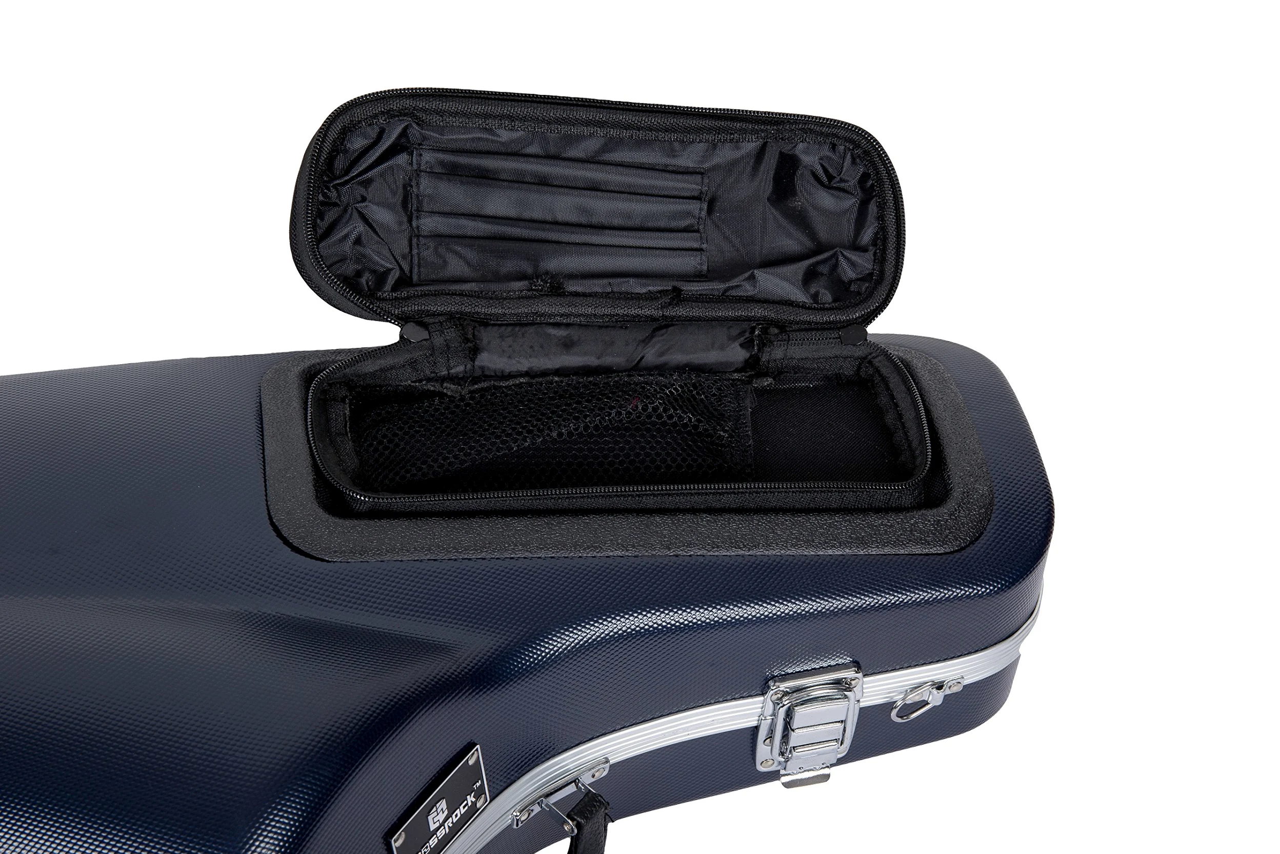 Crossrock Custodia Contour in ABS per Sassofono Contralto | Finitura Blu con Motivo a Diamante, Interno in Velluto Blu Scuro, Tasca Accessori, Chiusura di Sicurezza – Guscio Rigido