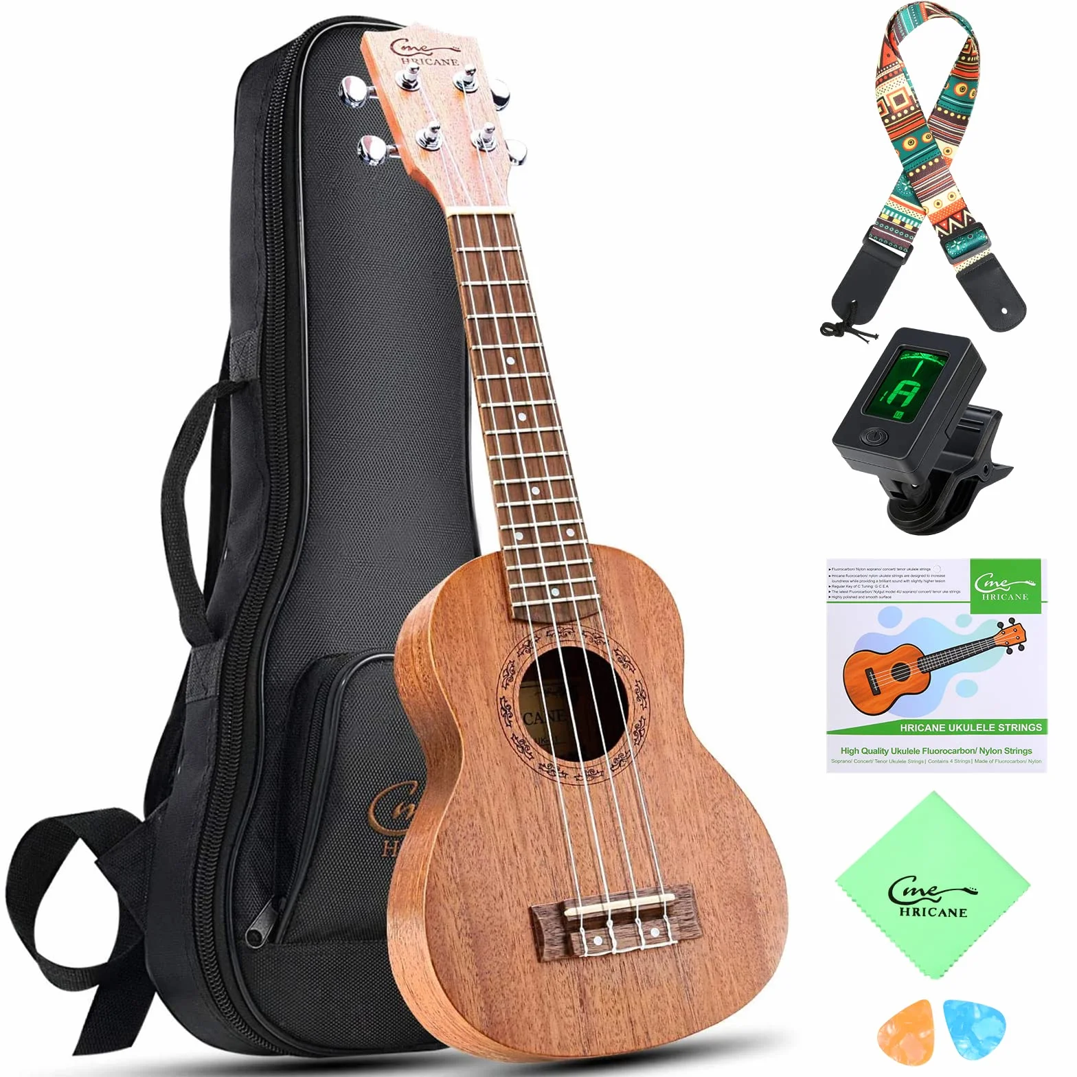 Ukulele Soprano da 21 pollici, ukulele in mogano per adulti e bambini principianti con borsa e corde